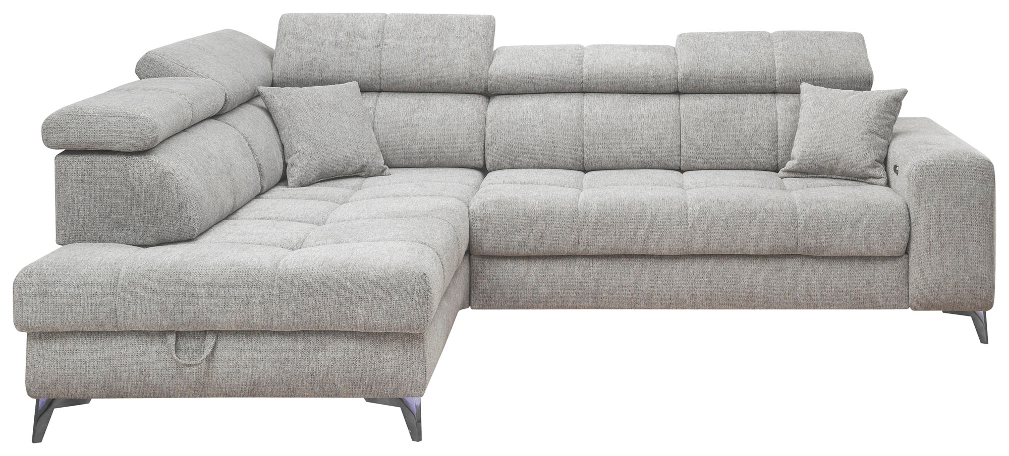 ED EXCITING DESIGN Ecksofa »Sydney L-Form mit Bettfunktion, Bettkasten, Kopfteilverstellung«, motorischer Sitztiefenverstellung, USB-Port & 2 Zierkissen