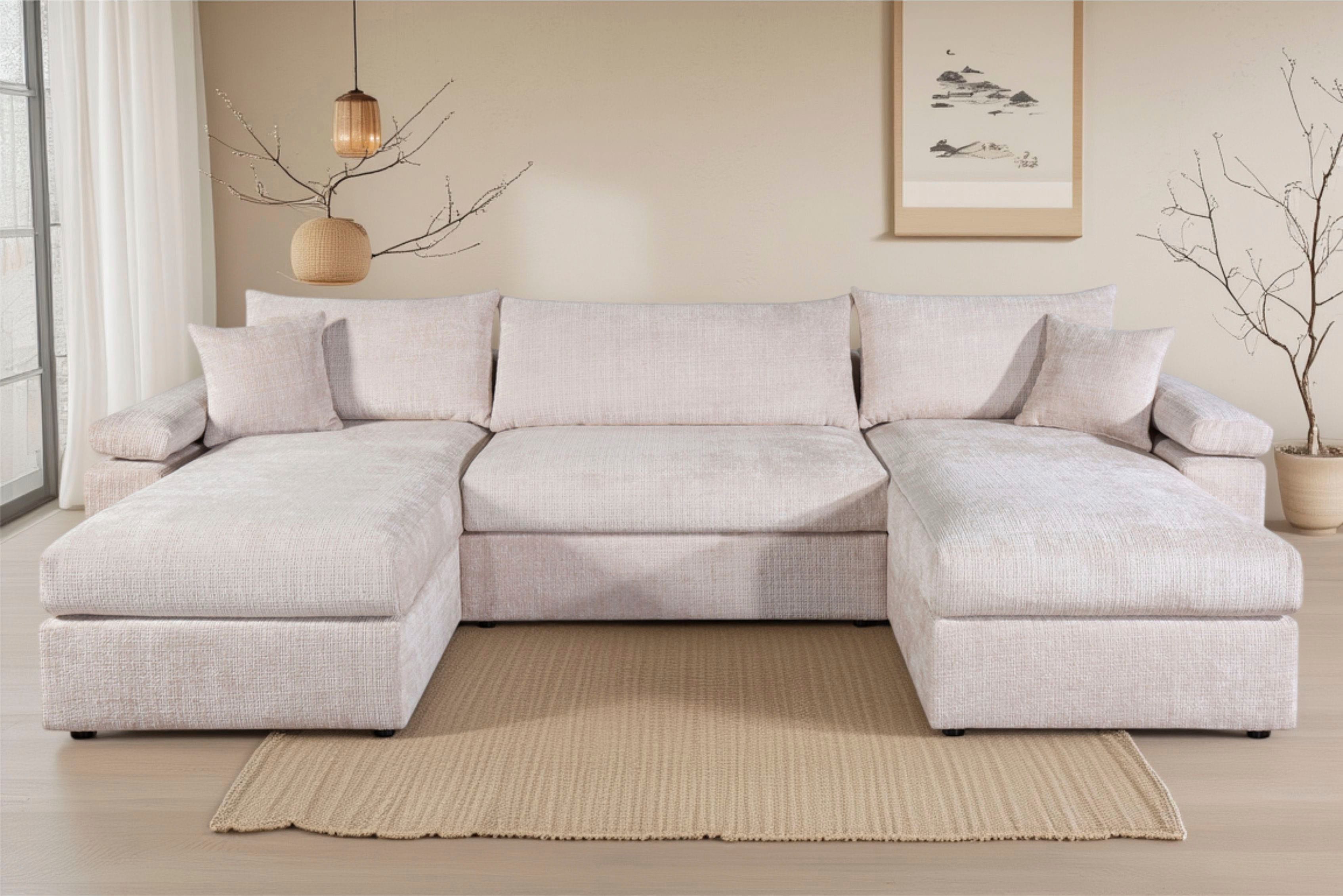 OTTO home Wohnlandschaft "Cosy U-Form, B: 309 cm, XXL-Wohnlandschaft mit Federkern" 2 Zierkissen, Mega-Sofa, Cord oder Struktur weich, Kaltschaumauflage