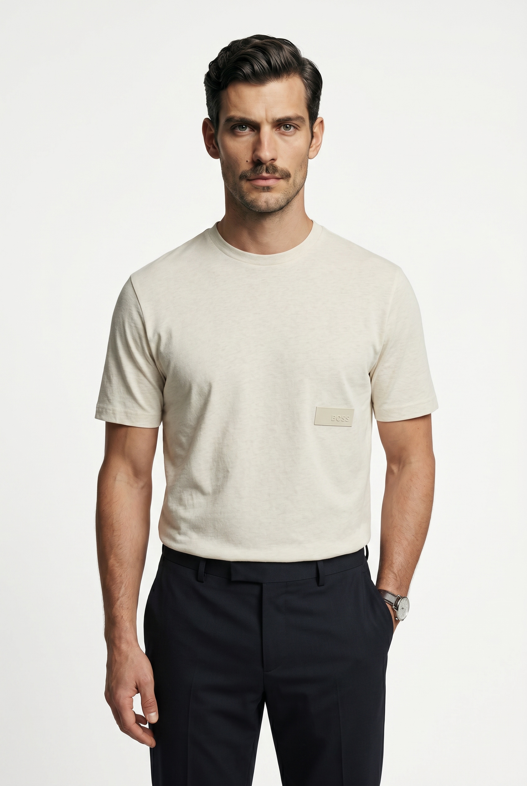 BOSS GREEN T-Shirt "TS Structure" 100% Cotton, Regular Fit, Rundhalsausschnitt