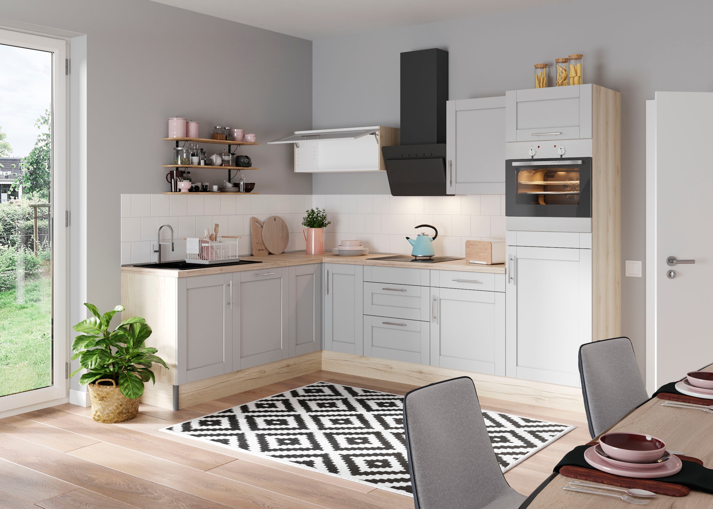 KOCHSTATION Küche »KS-Ahus«, 200 x 270 cm breit, wahlweise mit E-Geräten, Soft Close Funktion