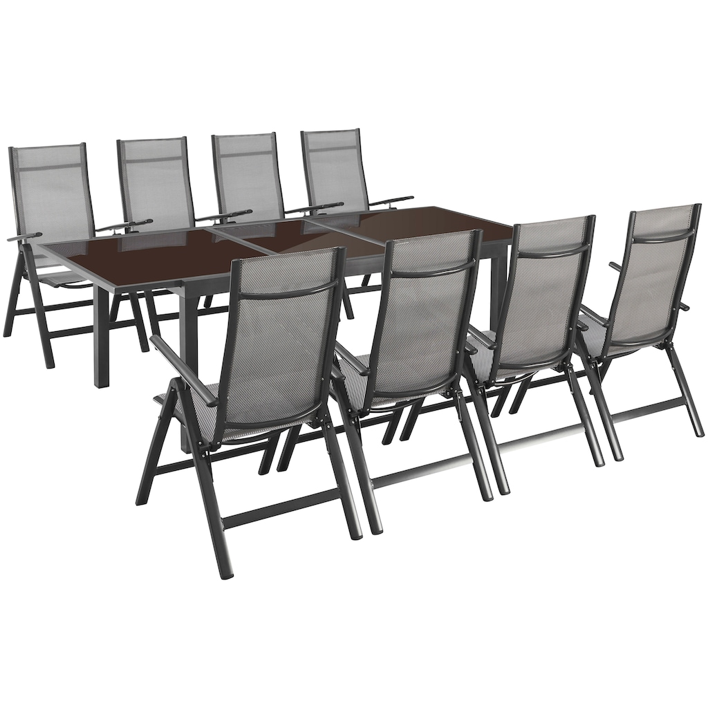 MERXX Garten-Essgruppe »Amalfi«, inkl. 8 Stühlen und ausziehbarem Tisch (180 - 240 cm)