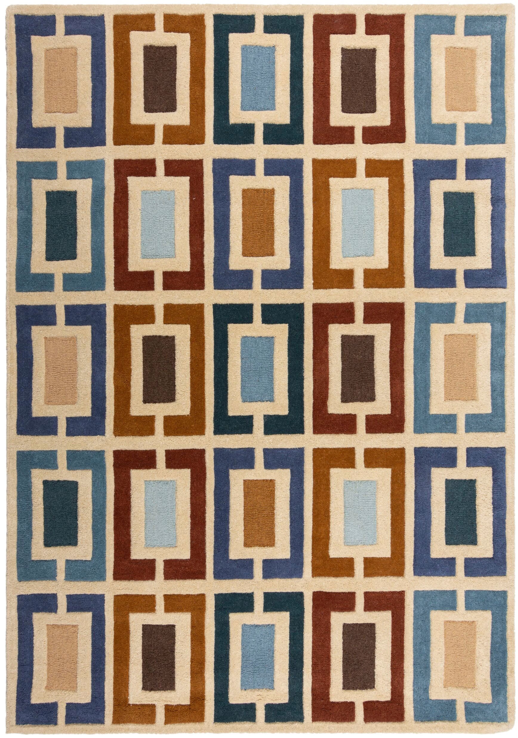 FLAIR RUGS Wollteppich "Retro Blocks mit Hoch-Tief-Effekt" rechteckig 10 mm günstig online kaufen