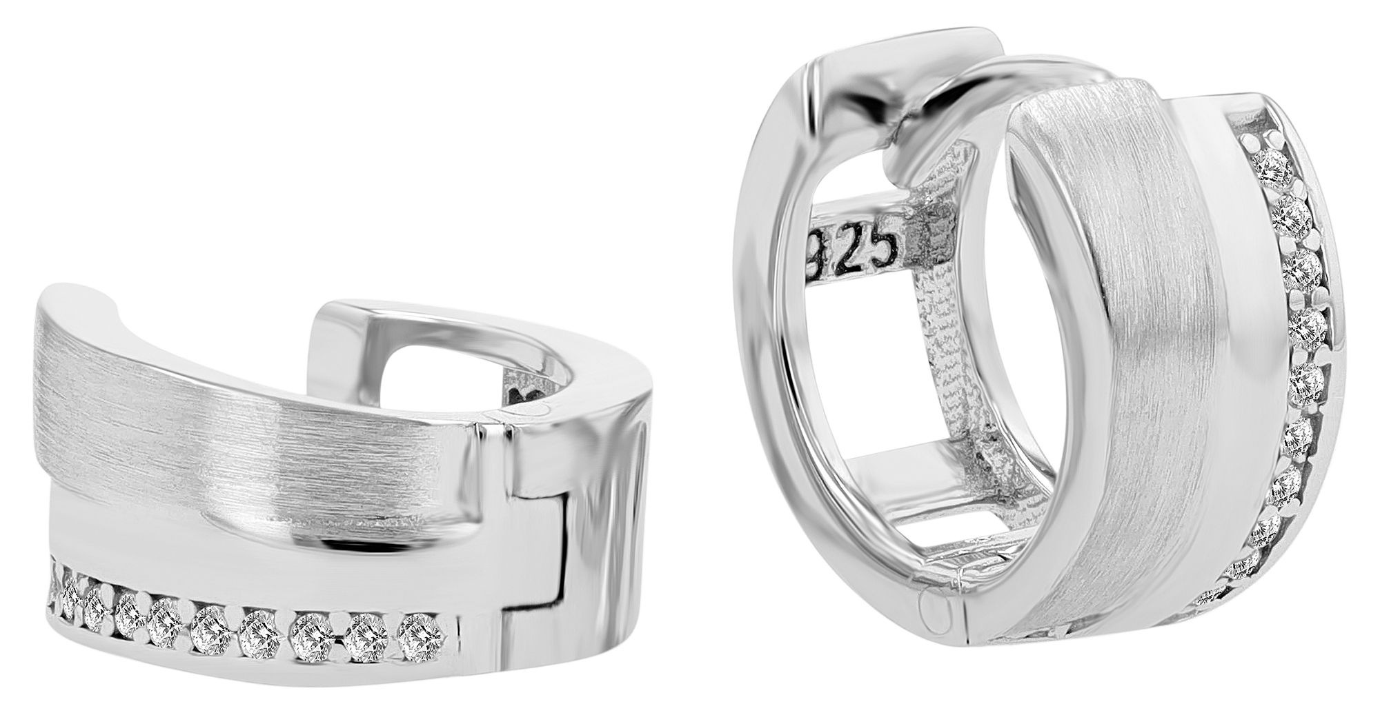 Adelia´s Klappcreolen »Damen Ohrringe – Klappcreole aus 925 Silber mit Zirkonia« Ideal als Geschenk – dezent und elegant