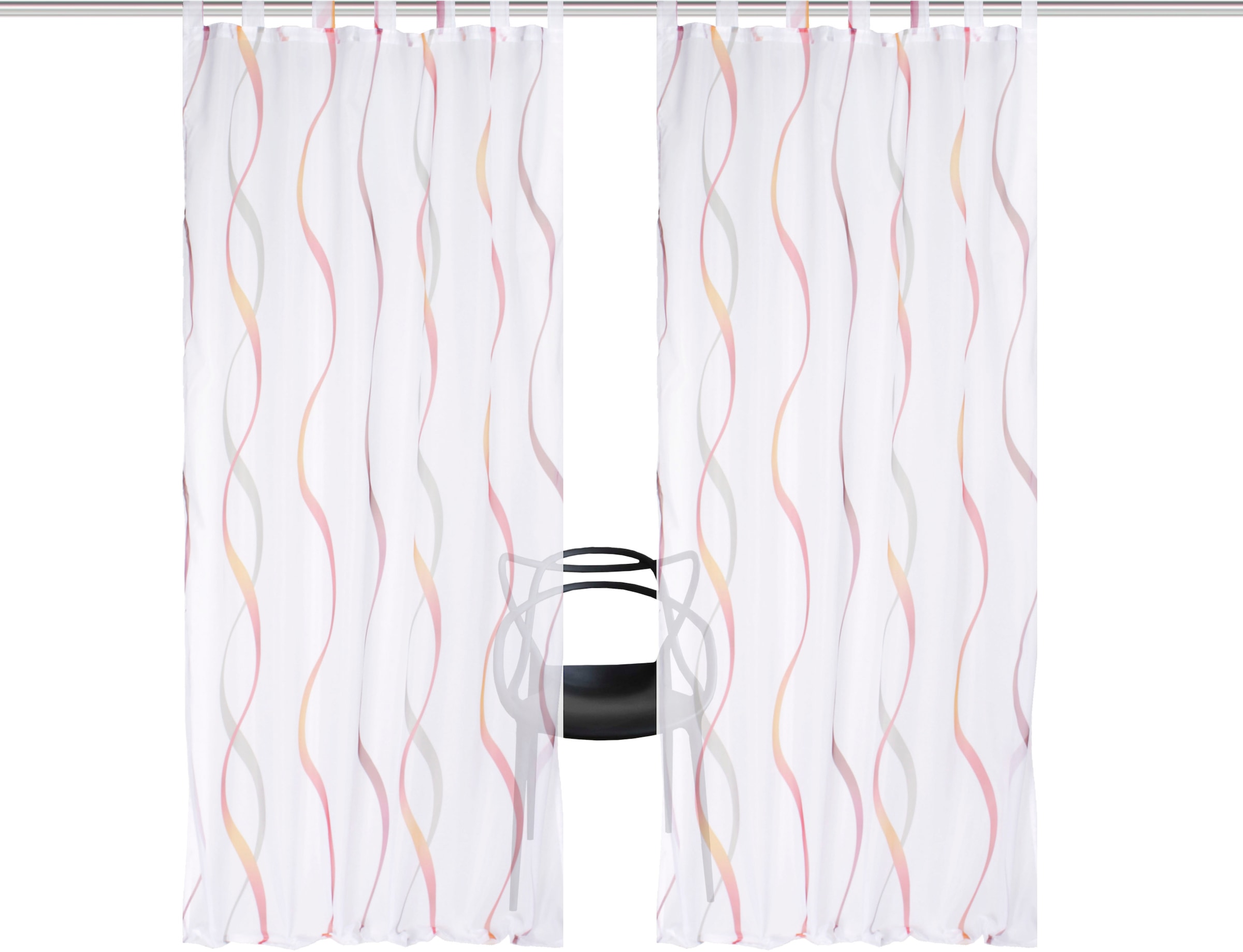 HOME WOHNIDEEN Vorhang »SCHLAUFENSCHAL«, (2 St.), 2er Pack Schlaufenschal bedruckt