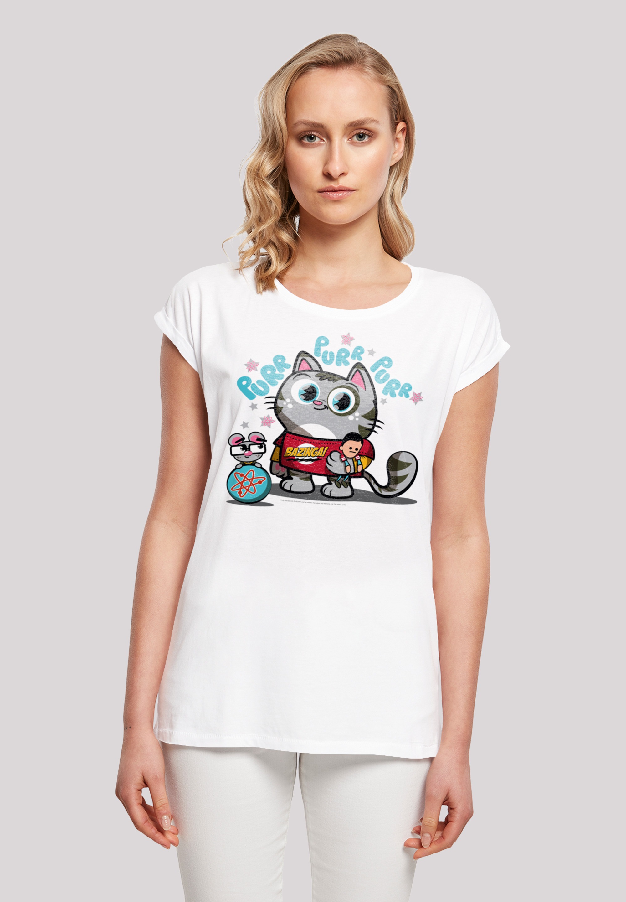 F4NT4STIC T-Shirt "Big Bang Theory Bazinga Kitty", Damen,Premium Merch,Regular-Fit,Kurze Ärmel,Bedruckt