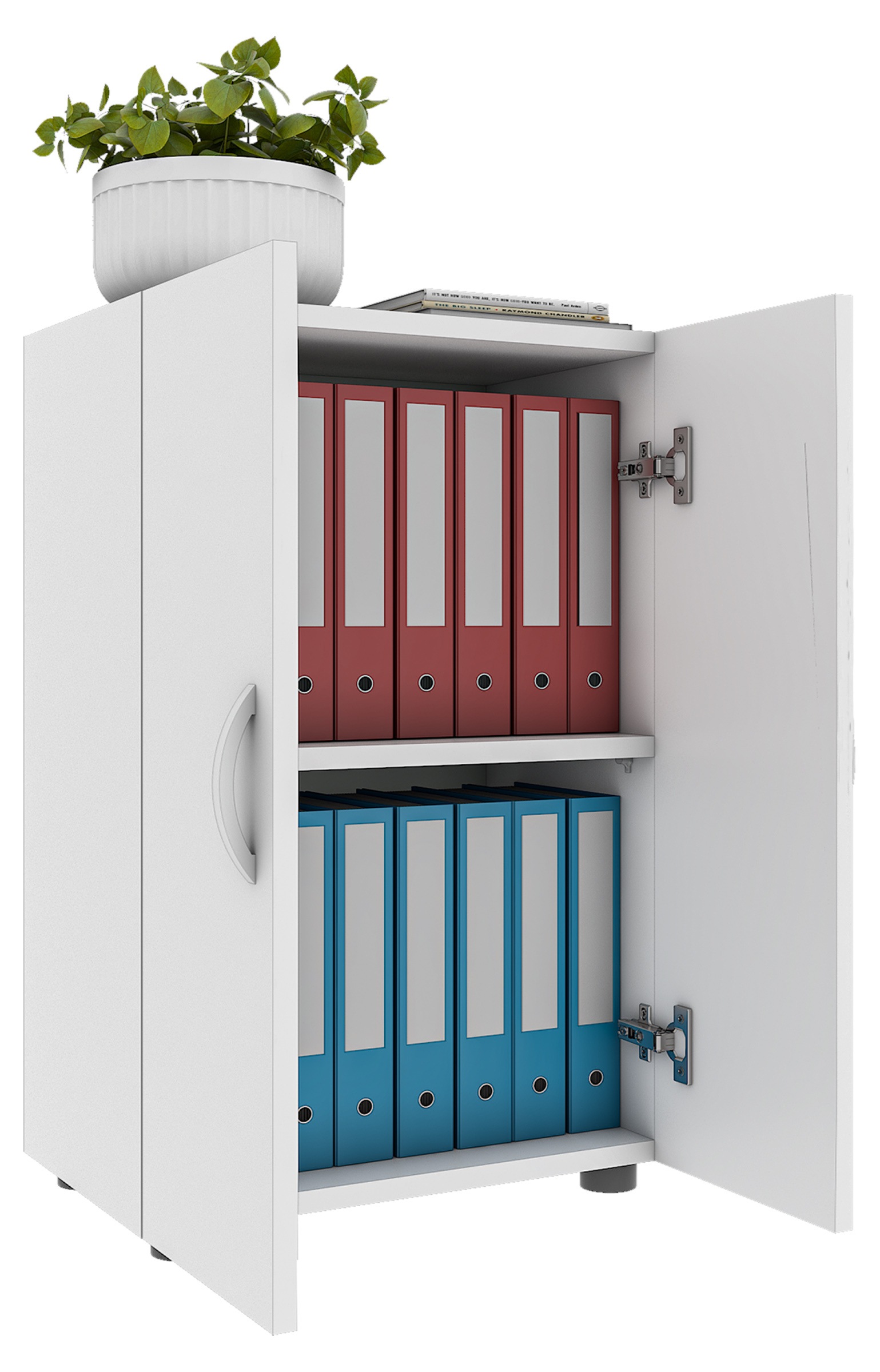 Aktenschrank VCM, B:49cm T:34cmweiß, Obermaterial: 100% Holz Wood., Büro, Schränke, "Büroschrank Bücher Ordner Aktenschrank Ulas 2fach"