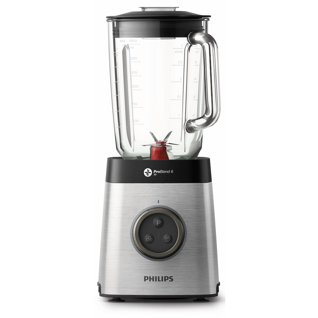 Philips Standmixer »HR3655/00 Avance Collection, mit ProBlend 6 3D-Technologie,«, 1400 W, 1,8L-Glasbehälter und 2 Trinkflaschen; Metallic