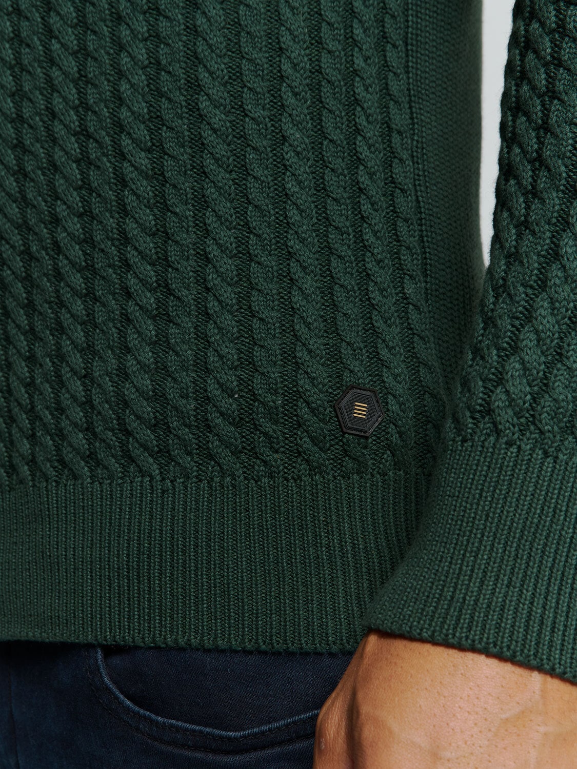 NO EXCESS Rollkragenpullover »No Excess Jacquard-Pullover mit Halbknopfleiste«
