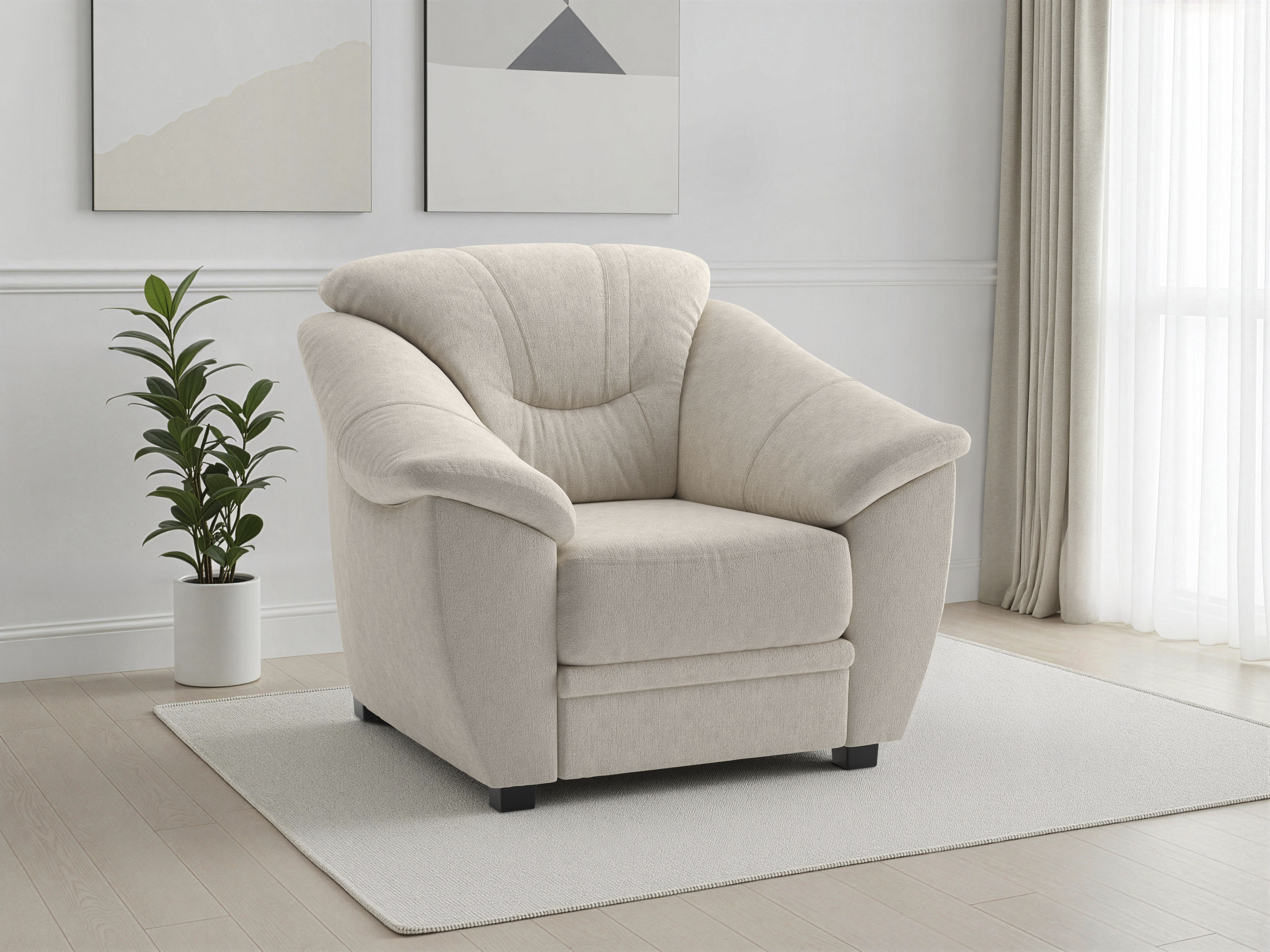 sit&more Sessel "Savona, B: 103 cm, Federkern-Polsterung, komfortable Sitzhöhe 46 cm" Bequeme Armlehnen, Ziernähte, frei im Raum stellbar, zeitloses Design