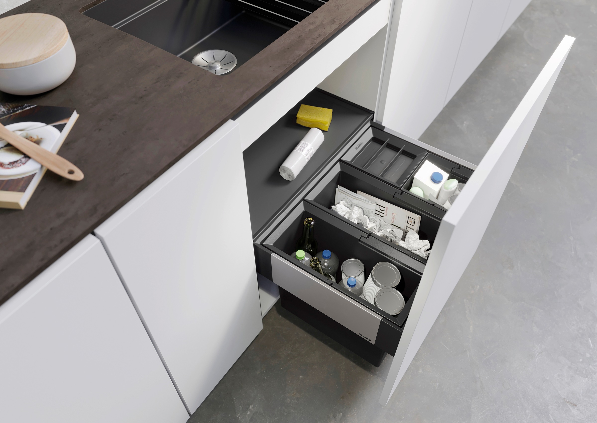 Blanco Mülltrennsystem "Select II 60/4" 4 Behälter Kunststoff, Stahlblech, 600 mm Untermass