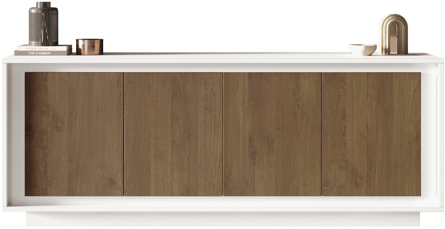 Home affaire Sideboard "Sky, B/T 207/50 cm, Kommode/Anrichte/Stauraumschrank, 4 Türen" Softclosing, Korpus & Front 22 mm stark, Rahmen-Optik
