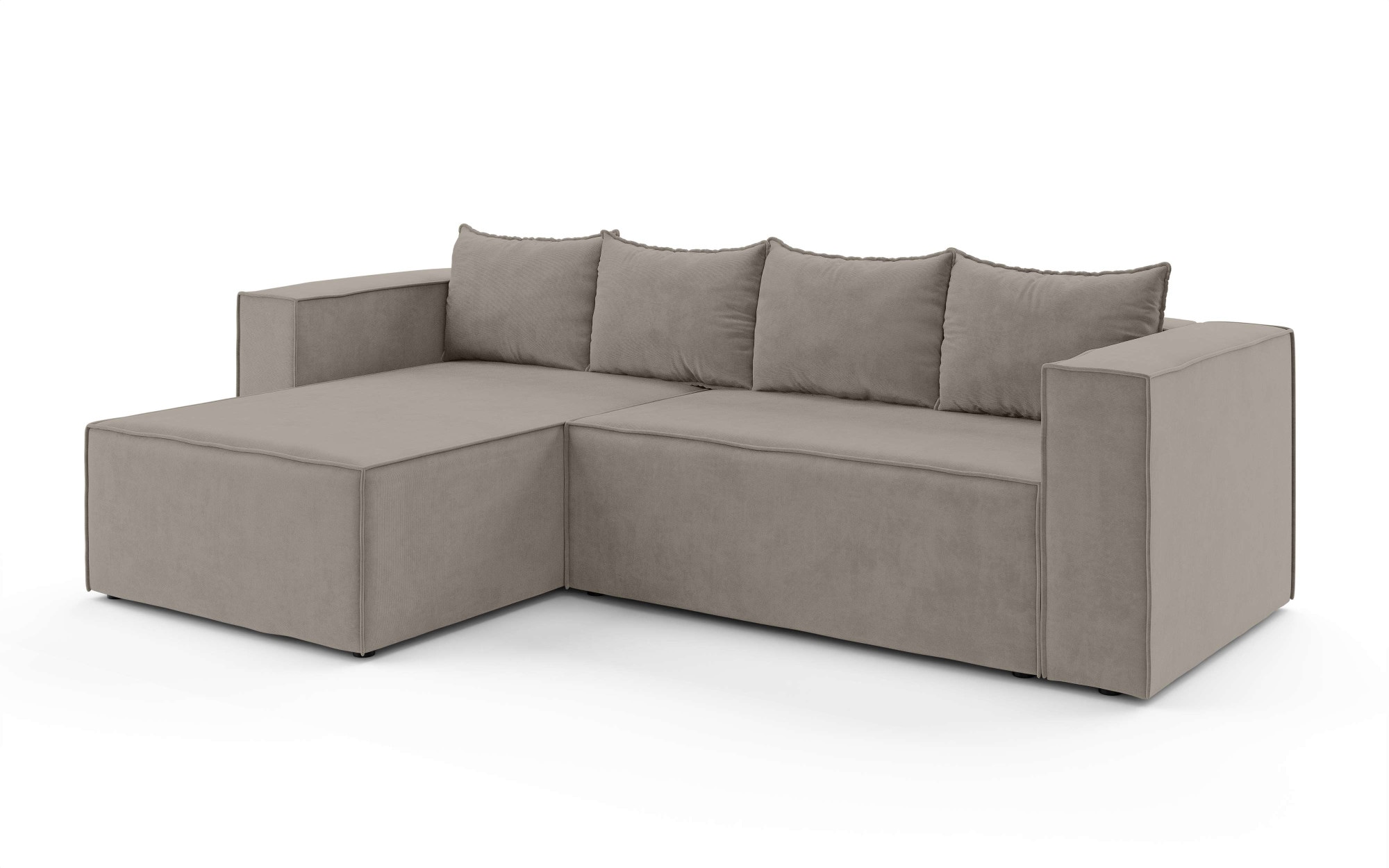INOSIGN Ecksofa »LINCOLNVILLE mit Bettfunktion und Bettkasten, Maße B/H/T 244/76/150 cm«, L-Form mit Wellenunterfederung, Recamiere beidseitig montierbar