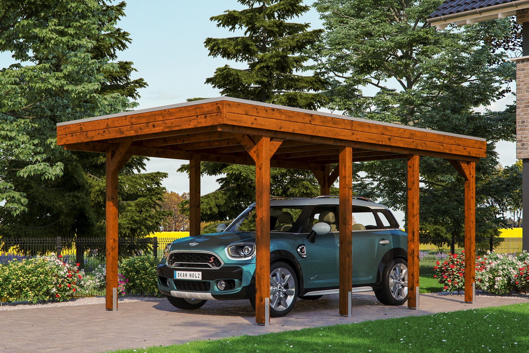 Skanholz Einzelcarport »Friesland«, Holz, 270 cm, Nussbaum