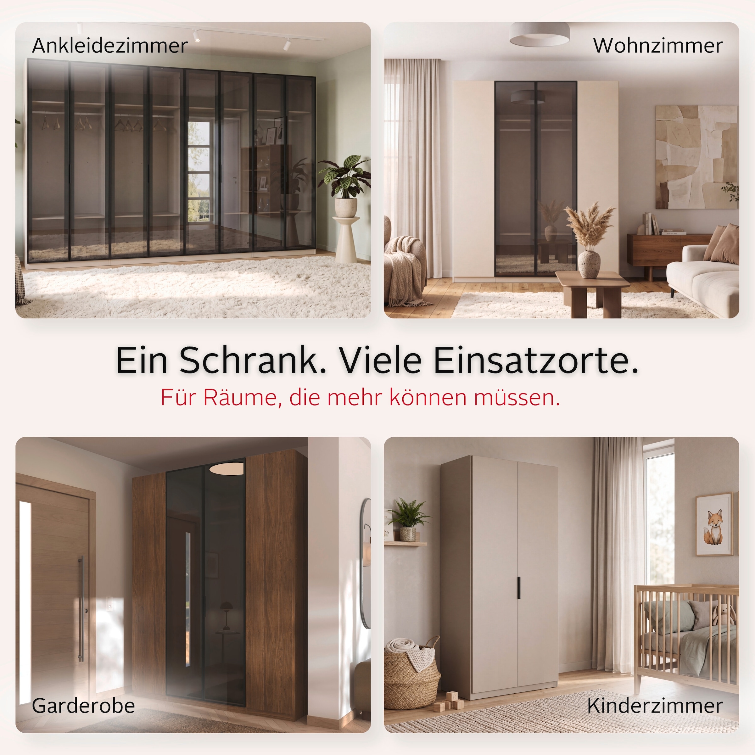 OTTO home Kleiderschrank »Schrank Möbel Schlafzimmer Garderobe Mietswohnung WELTNEUHEIT NYLLA« PATENTIERTES SCHNELLMONTAGESYSTEM mit Glasrahmentüren MADE IN GERMANY