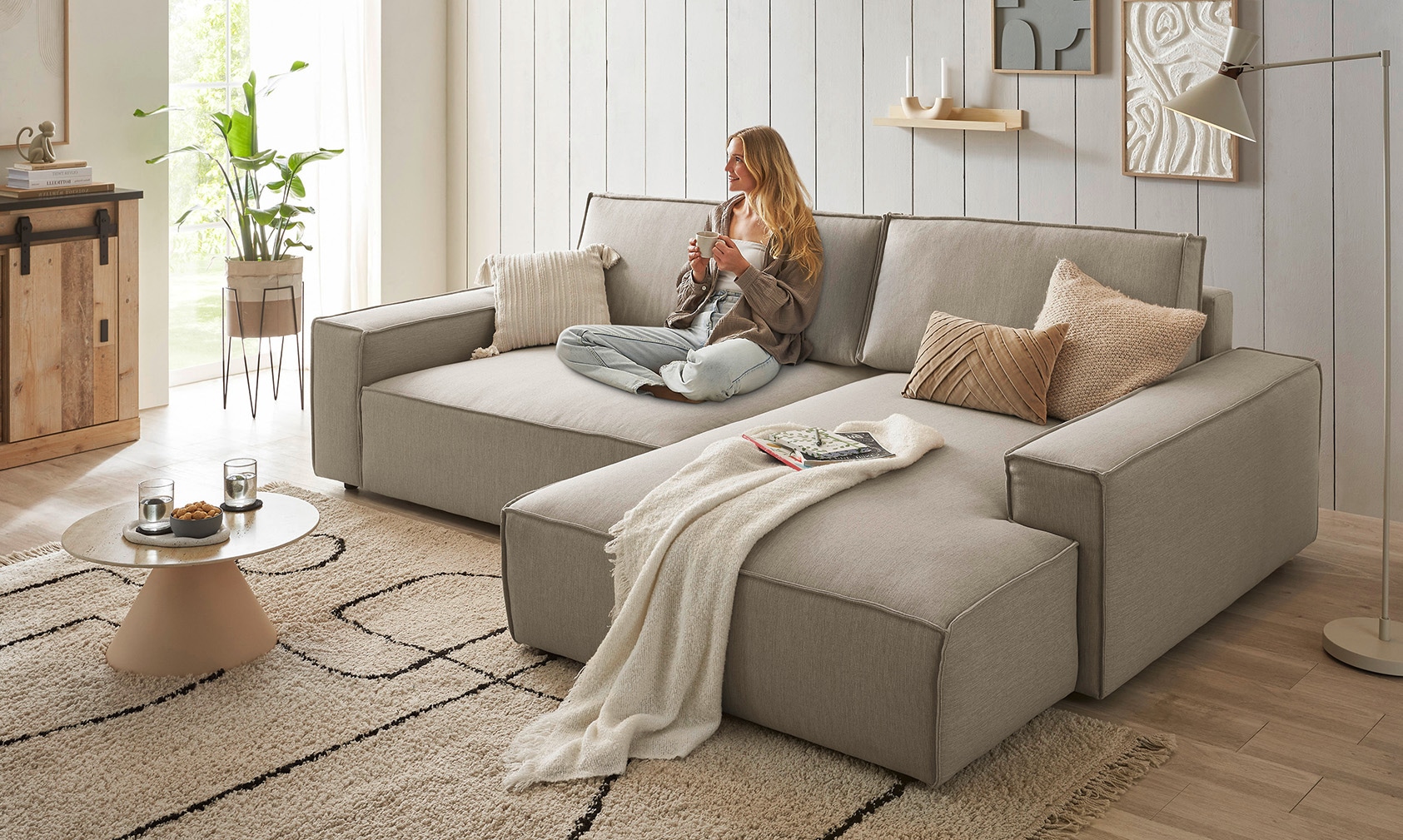 Home affaire Ecksofa "NEU: SHERWOOD XXL 284, Big-Sofa L-Form, tiefe Sitzflä günstig online kaufen