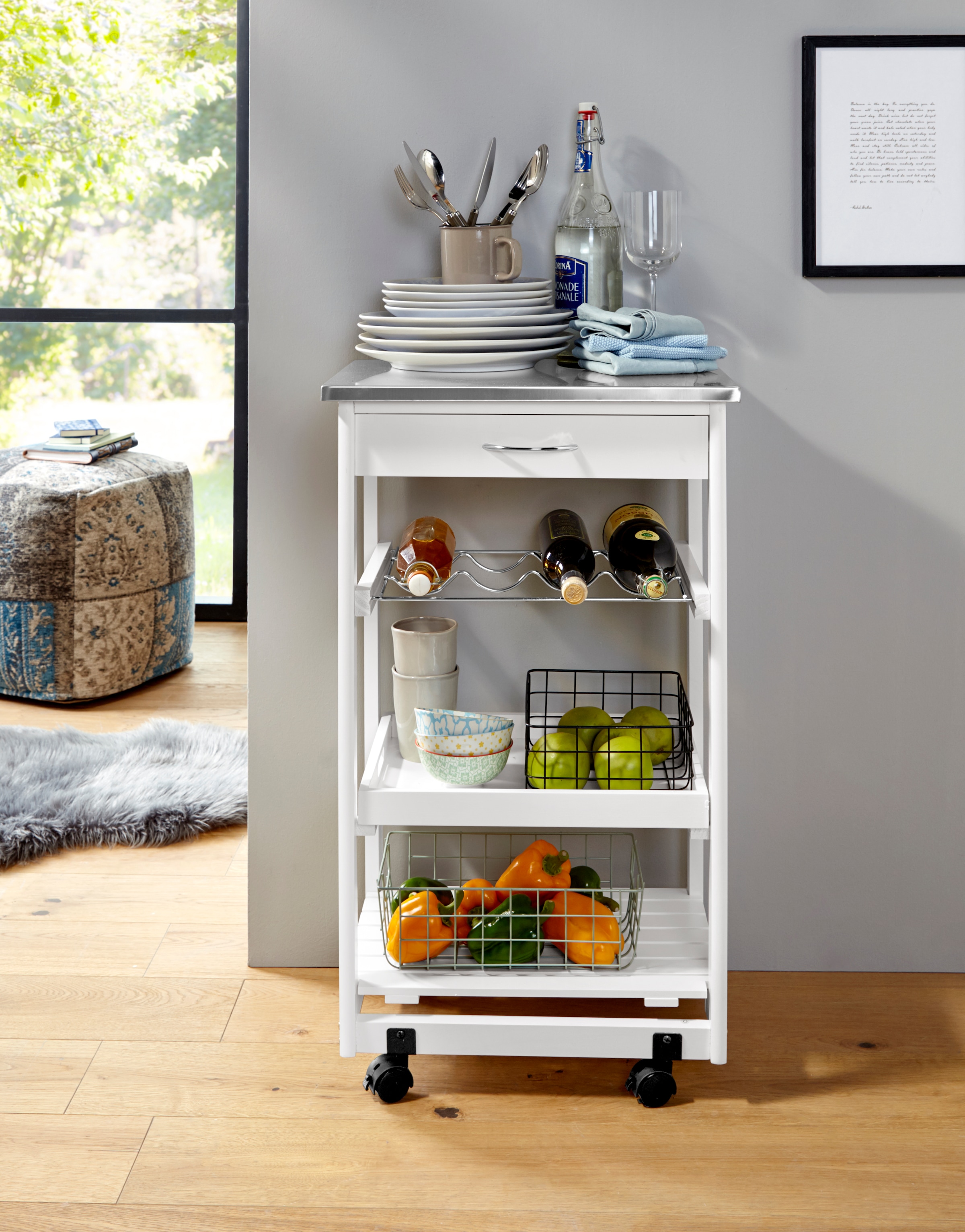 Home affaire Rollwagen mit Edelstahltop günstig online kaufen