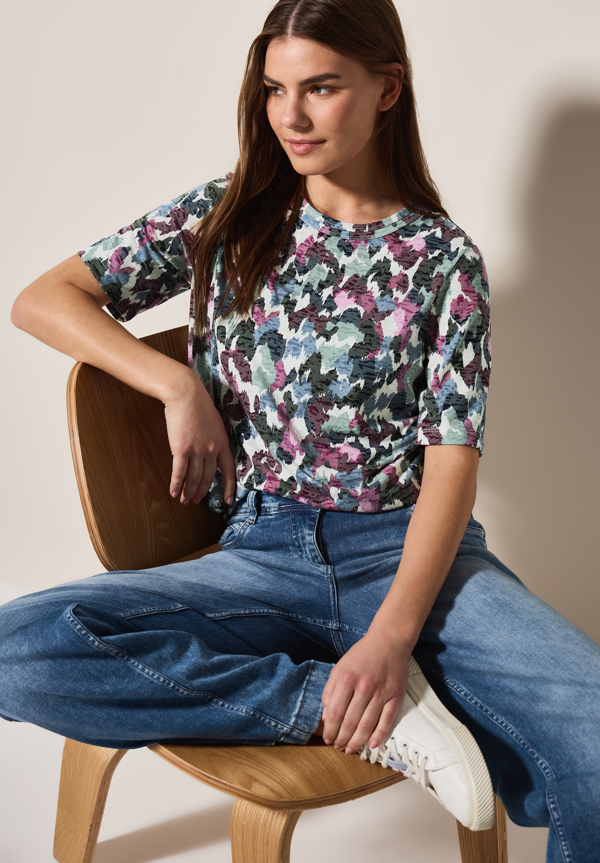 Cecil T-Shirt, mit Burn-Out-Muster