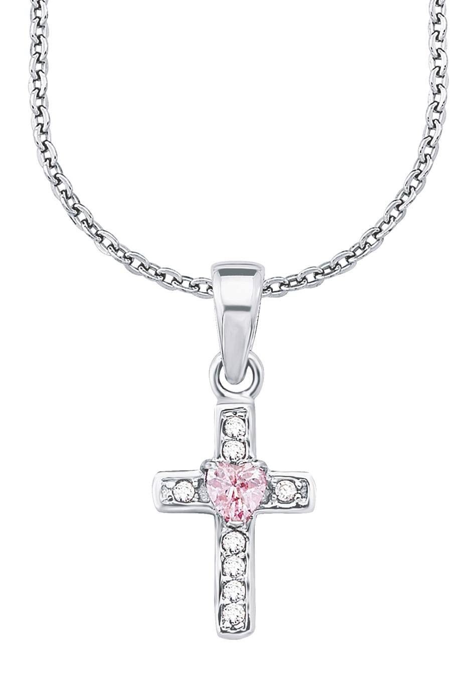 mit Kreuz, »rosa 2021302«, Zirkonia | kaufen Amor Herz, BAUR mit Anhänger Kette