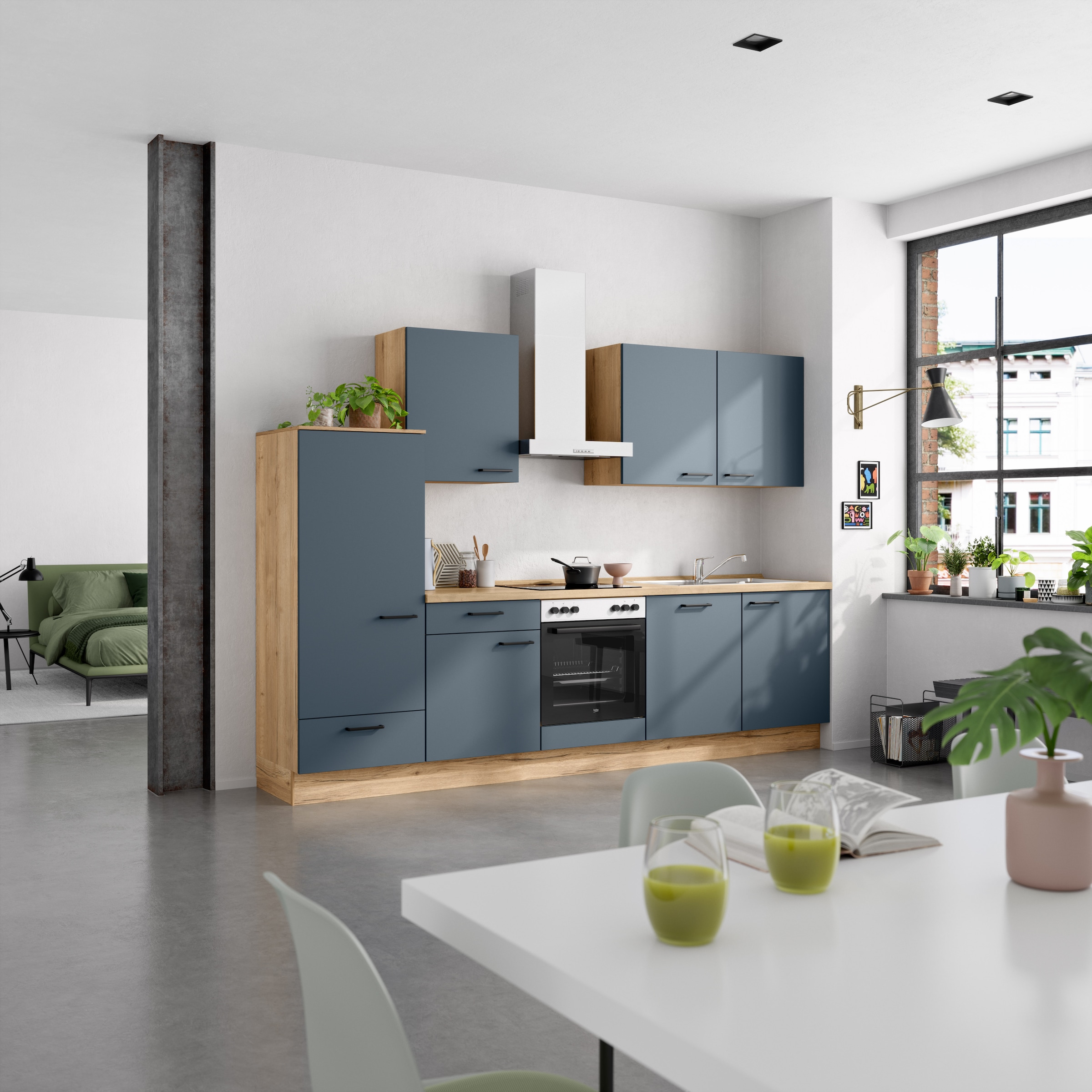 nobilia® Küchenzeile »"Easytouch I"«, vormontiert, Ausrichtung wählbar, Breite 300 cm, wahlw. mit E-Geräten