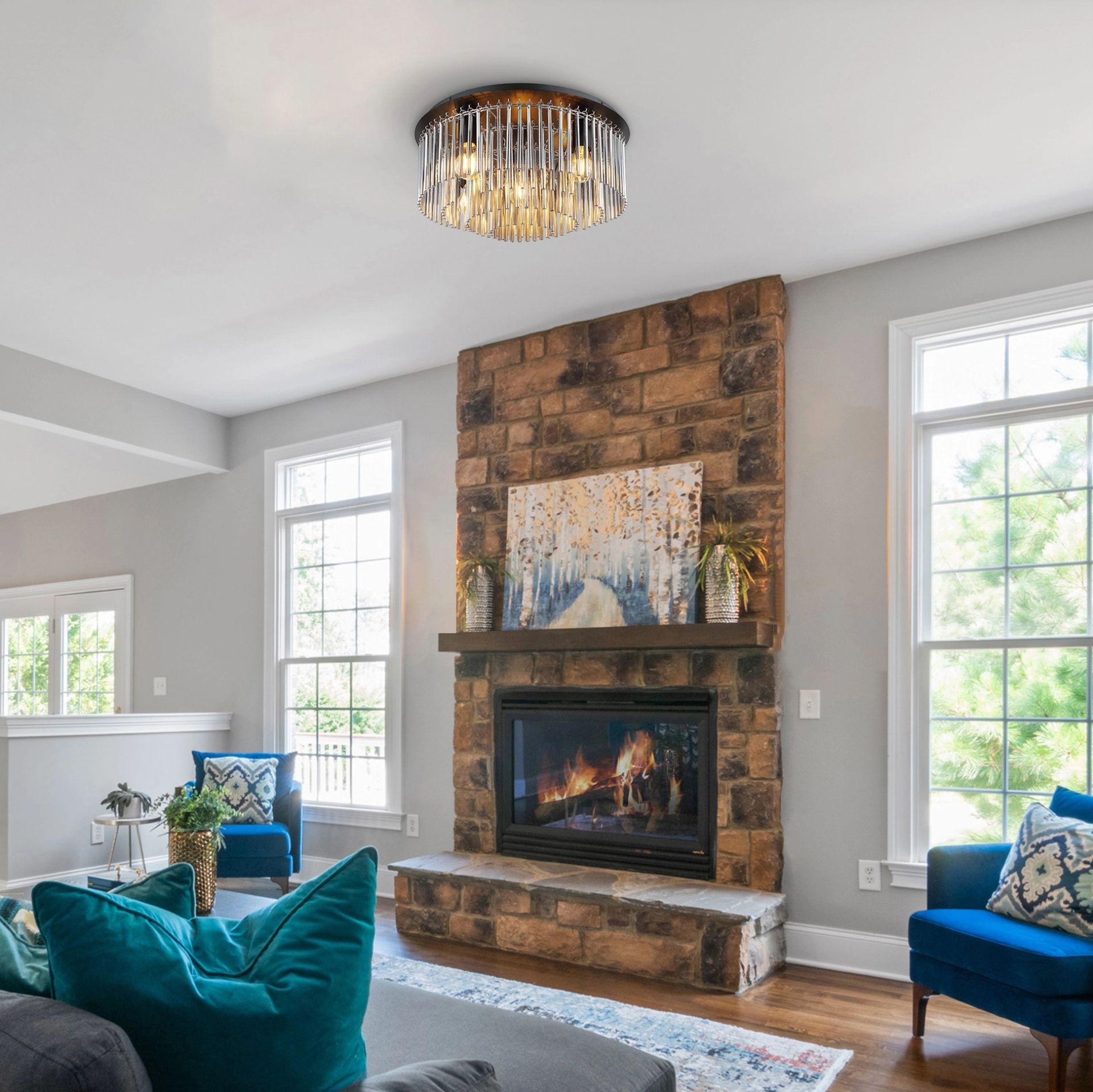 GLOBO LIGHTING Deckenleuchte »GORLEY« E27 1 Stk. Design Glasstäbe, Deckenlampe, Wohnzimmer, Esszimmer