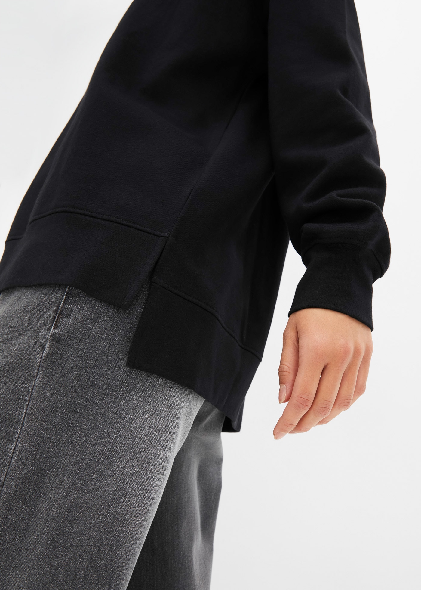 bonprix Hoodie , Oversized Form, reine Baumwolle, mit Seitenschlitzen, vokuhila Look
