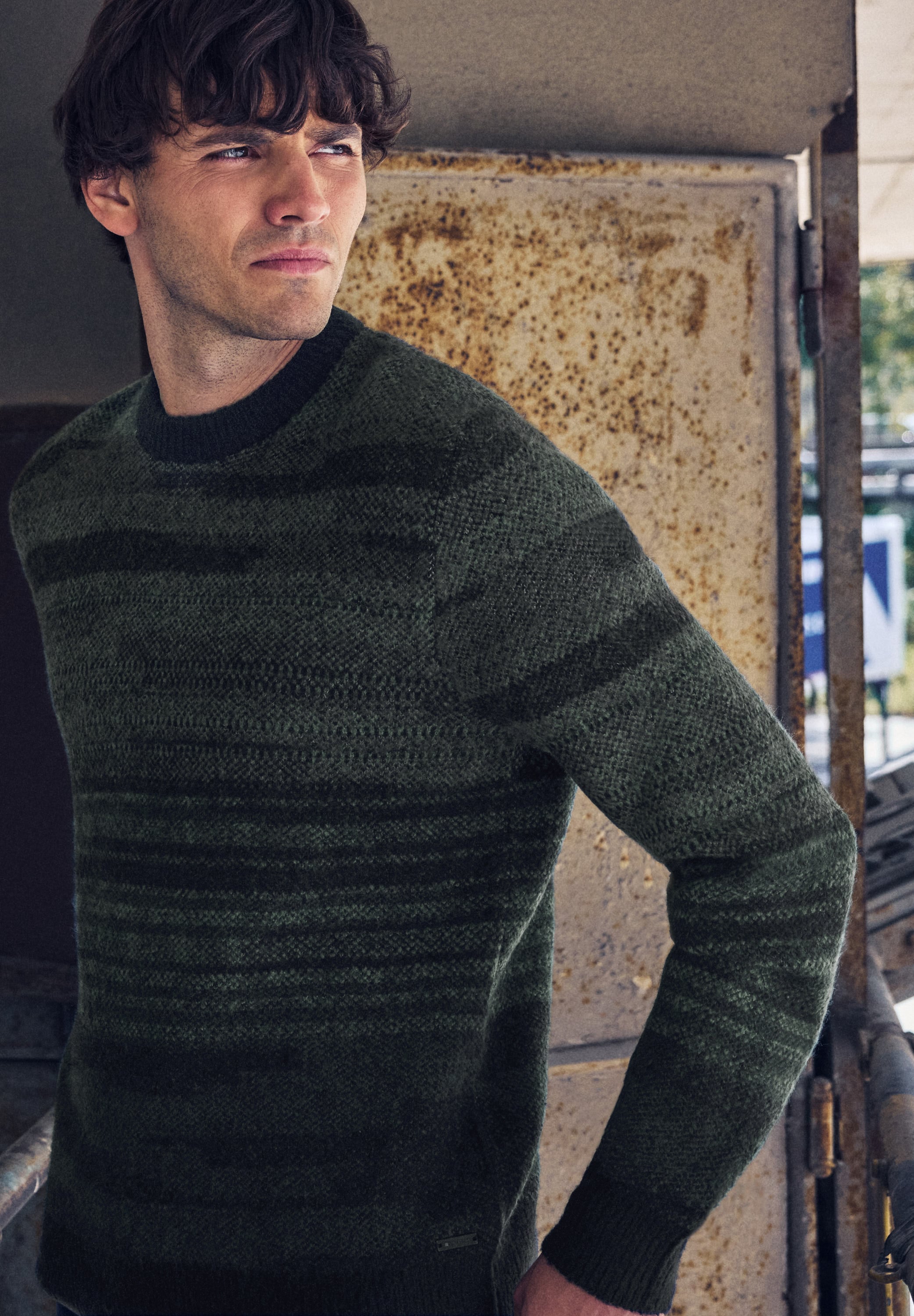 STREET ONE MEN Rundhalspullover Jacquard