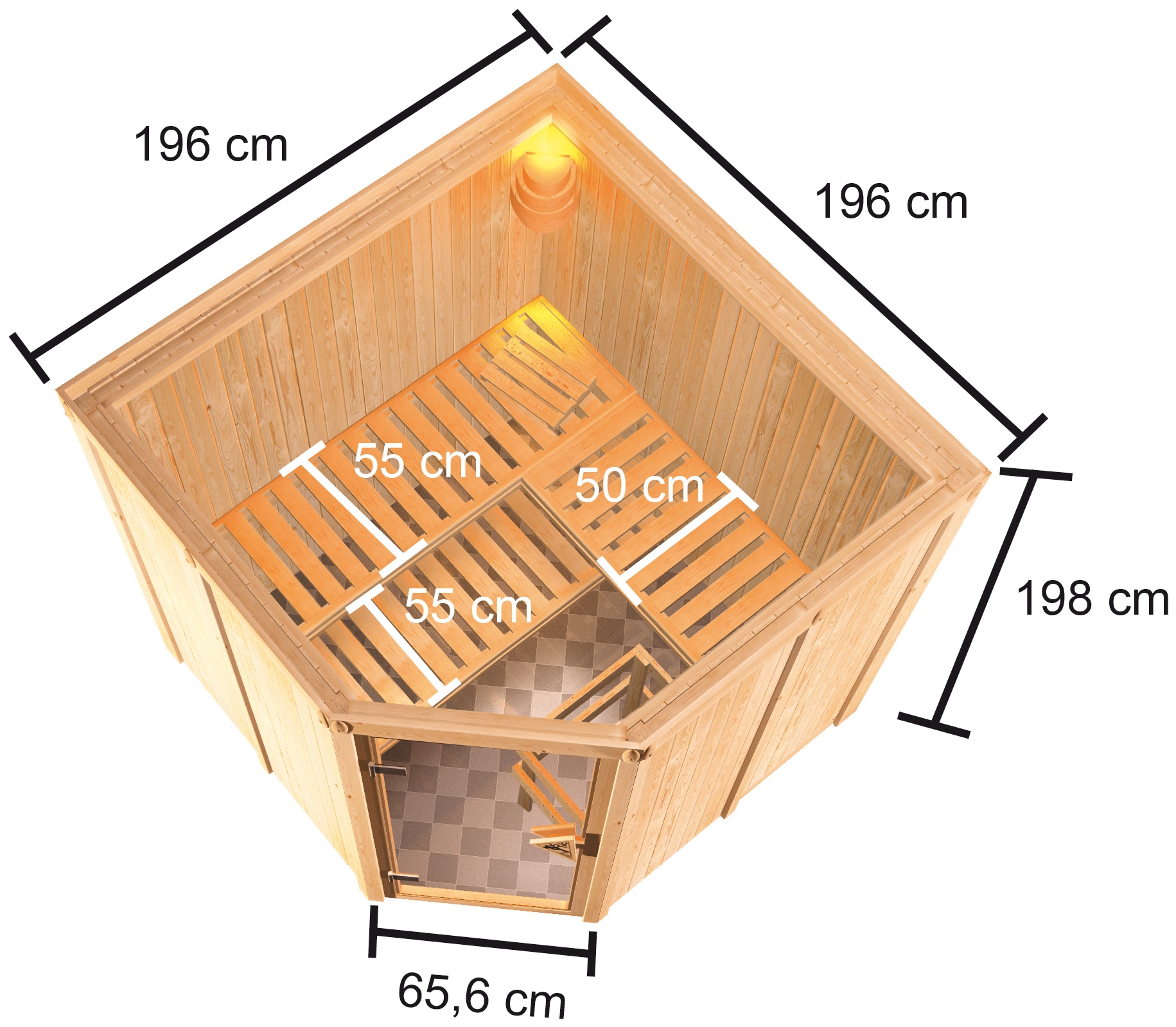 welltime Sauna »Käthe«, 9-kW-Ofen mit ext. Steuerung