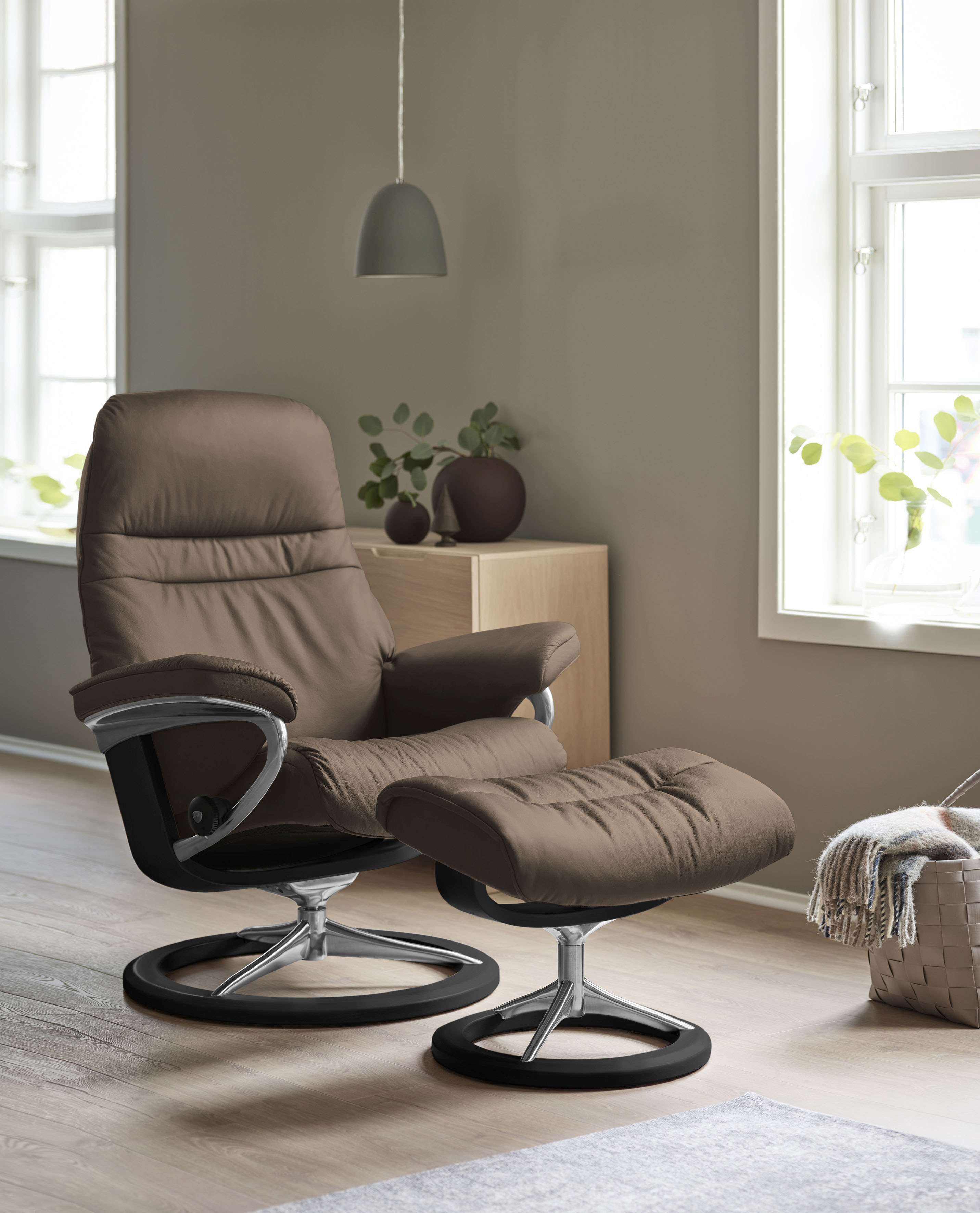 Stressless Relaxsessel "Sunrise" Relaxsessel mit Hocker, mit Signature Base, Größe M, Gestell Schwarz
