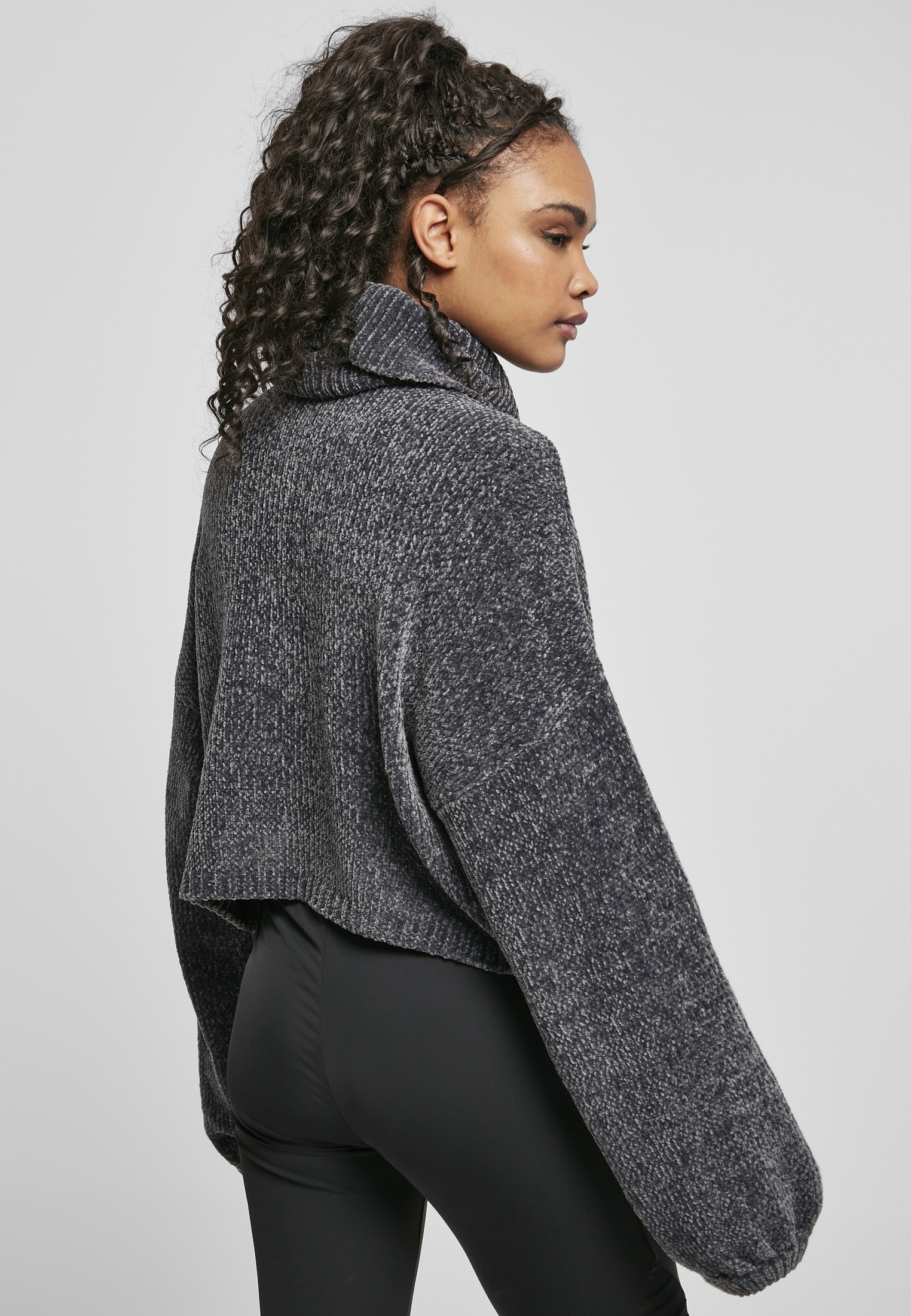 URBAN CLASSICS Sweatshirt »Urban Classics Damen Ladies Short Chenille Turtleneck Sweater«