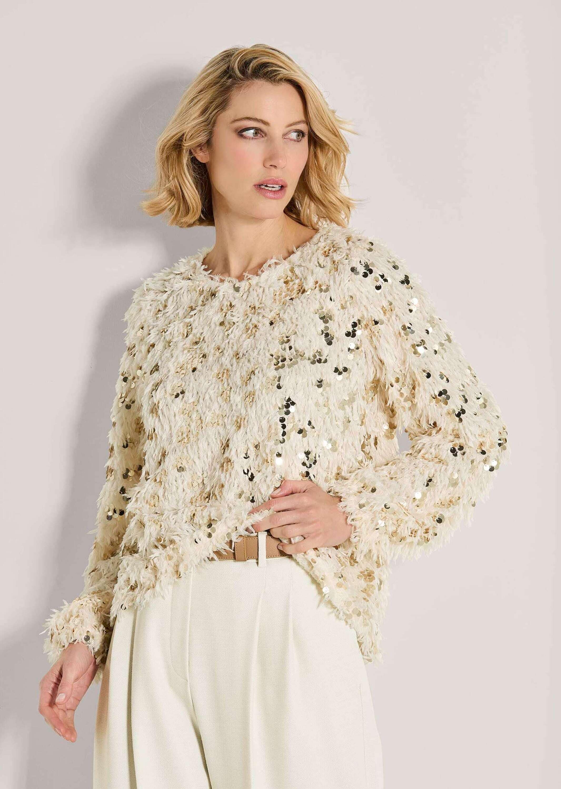 MADELEINE Langarmshirt »Sweatshirt Glitzersweatshirt mit Federn«