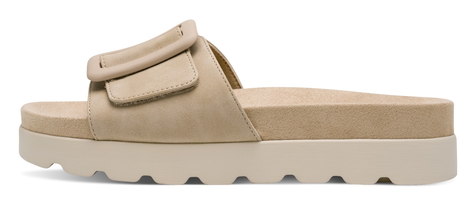 Tamaris Pantolette, Plateau, Sommerschuh mit großer Zierschnalle