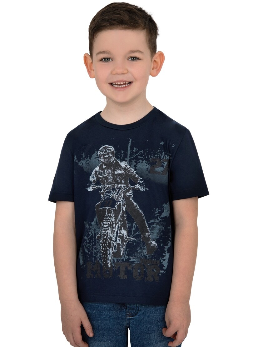 Trigema T-Shirt »TRIGEMA bestellen BAUR mit Motorrad-Motiv« T-Shirt online coolem Jungen 