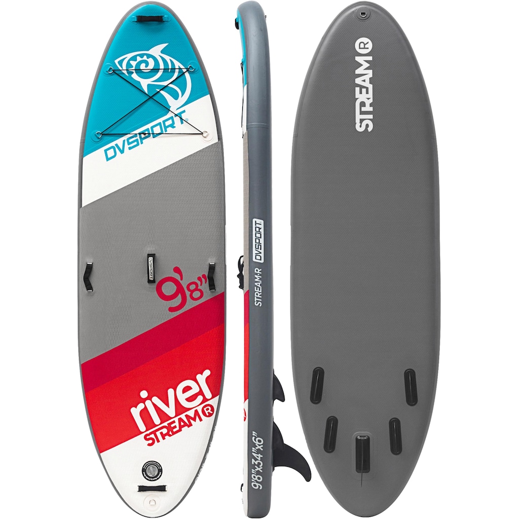 DVSPORT Inflatable SUP-Board »DVSport Stand-up-Paddleset River 9.8«, (Set, 4 tlg., mit Paddel, Pumpe und Transportrucksack)