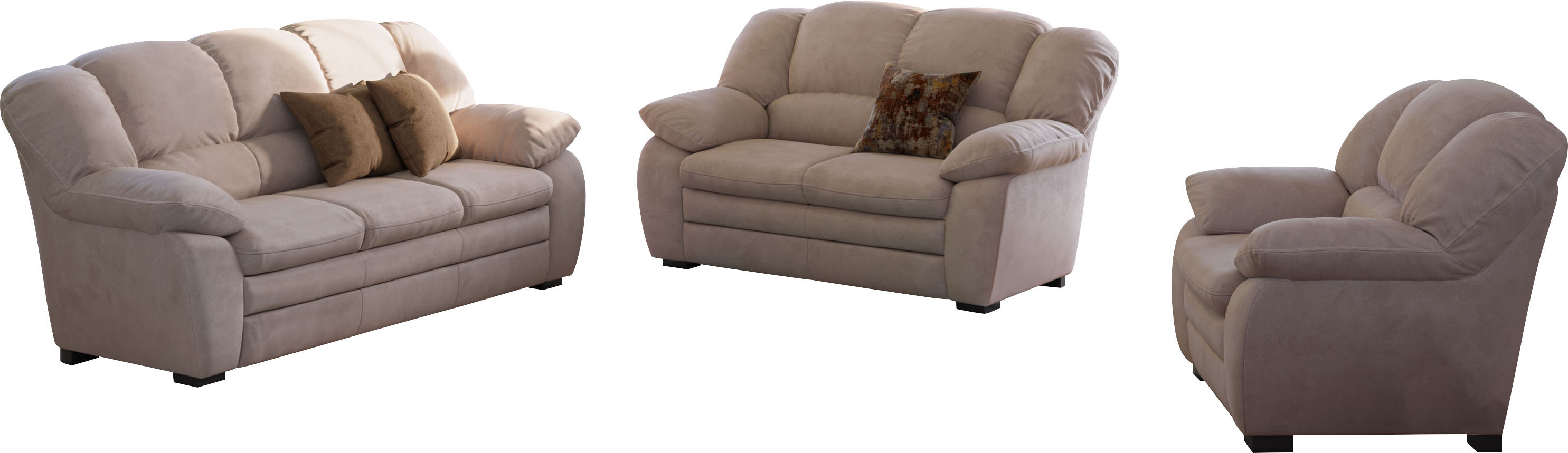 COTTA Polstergarnitur "Casino, 3tlg. Set, Sofa Wohnzimmer Garnitur, Wellenunterfederung" Set, 3 tlg. Sessel, 2-Sitzer, 2,5-Sitzer, hohe Rückenlehne