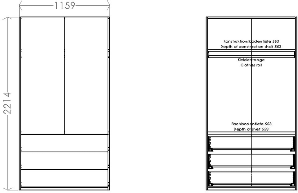 Müller SMALL LIVING Kleiderschrank »Modular Plus Variante 1«, Inklusive 3 geräumigen Schubladen