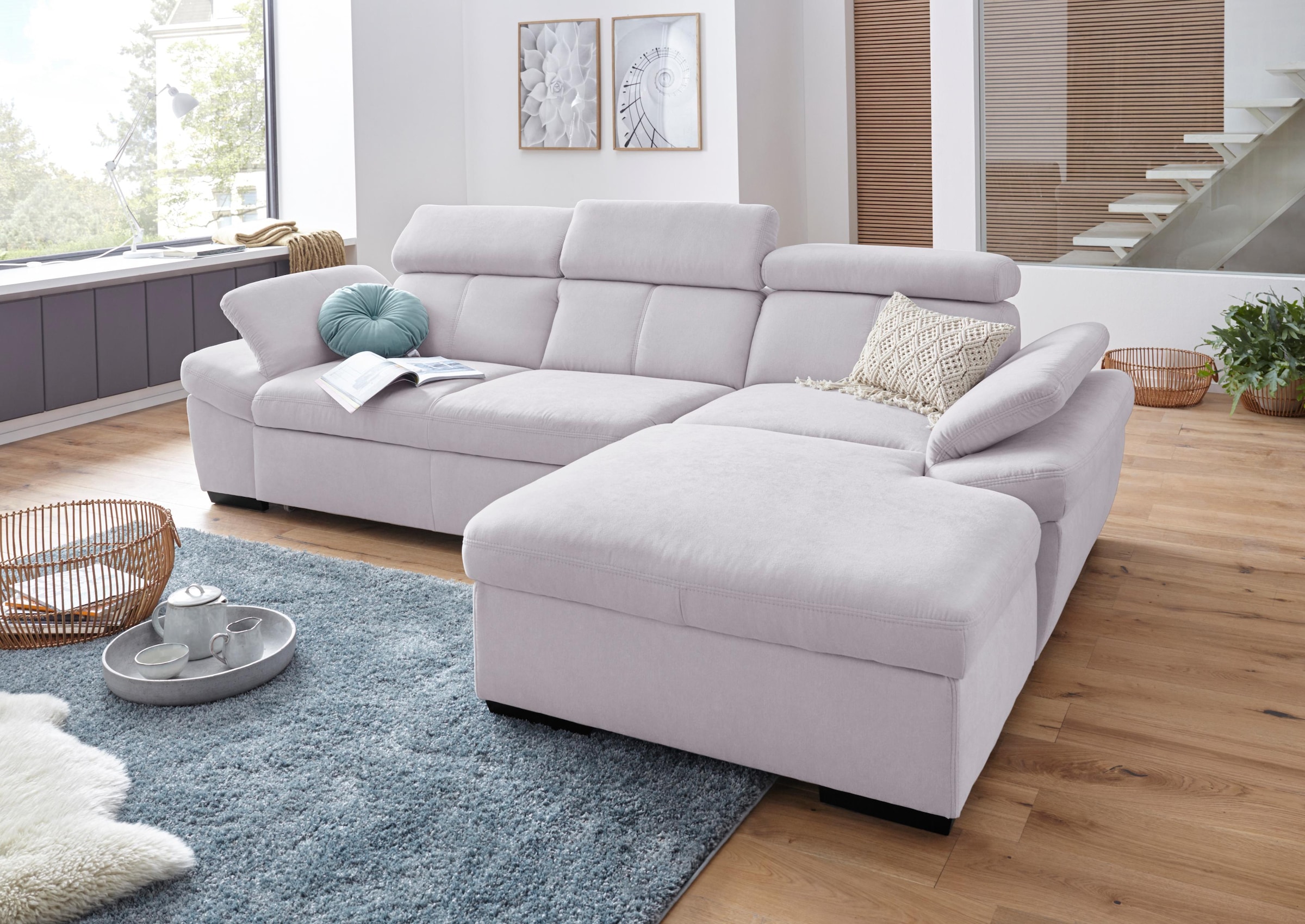exxpo - sofa fashion Ecksofa "Salerno, inkl. Arm-& Kopfteilverstellung, beq günstig online kaufen