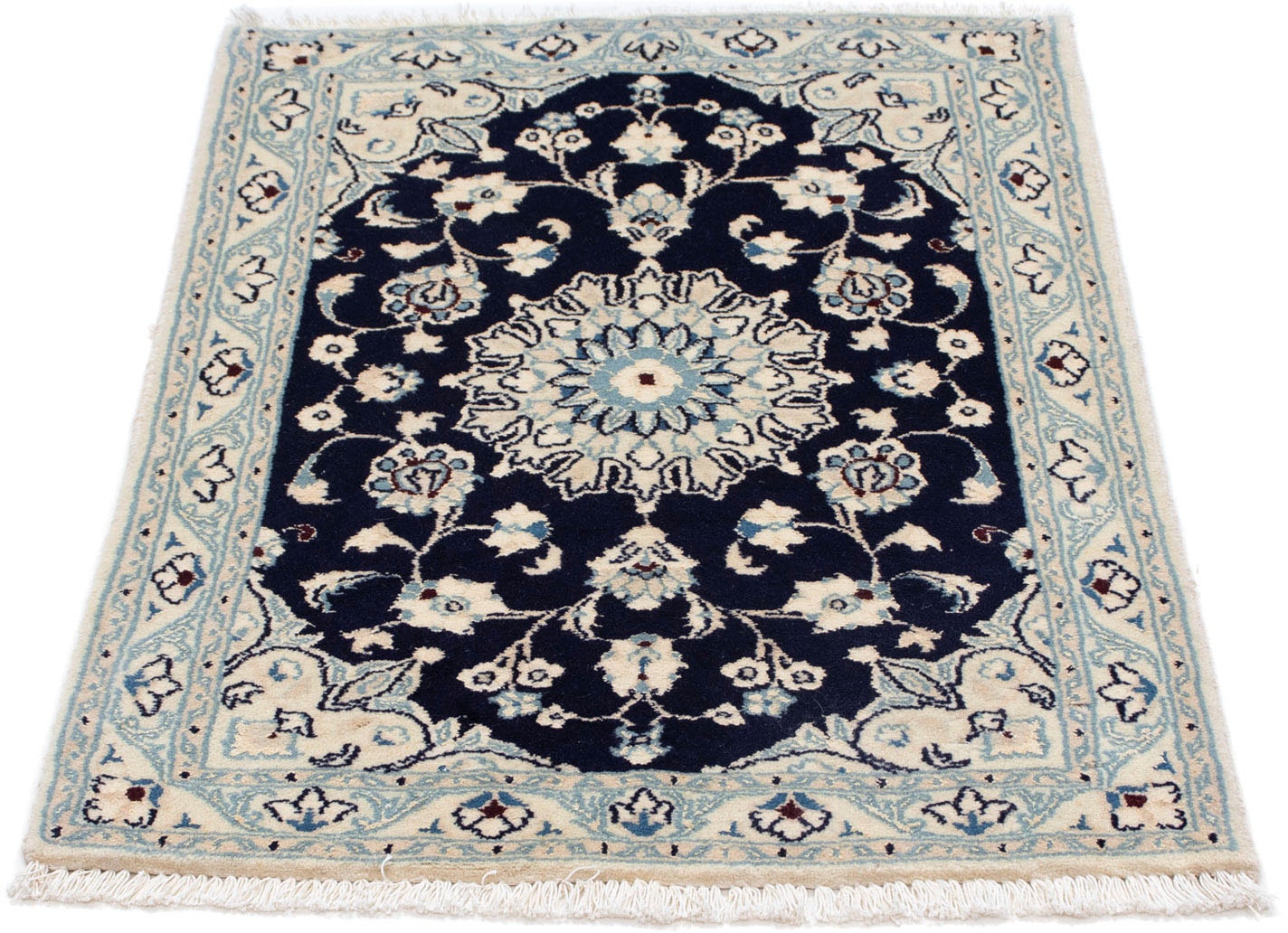 Wollteppich »Nain - 9la Medaillon Blu scuro 86 x 57 cm«, rechteckig, 6 mm Höhe,...