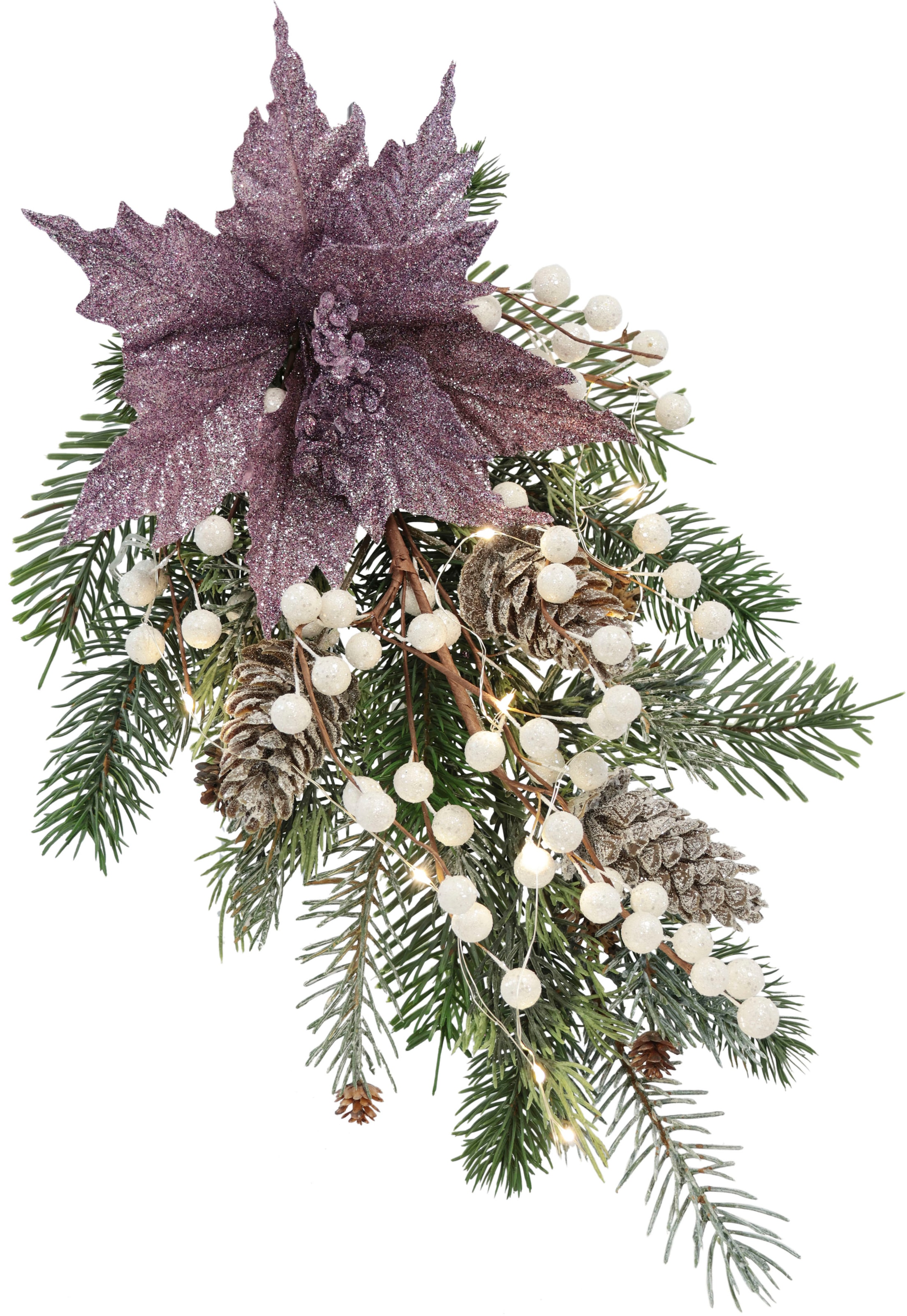 I.GE.A. Winterliche Kunstpflanze "Gesteck, Poinsettia mit LED Beleuchtung, günstig online kaufen