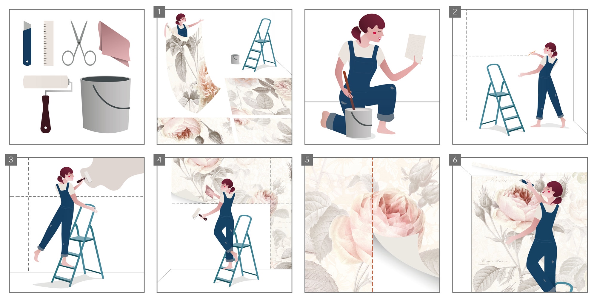 Komar Fototapete »Vlies Fototapete - Shabby Chic - Größe 368 x 248 cm« Motiv | bedruckt glatt