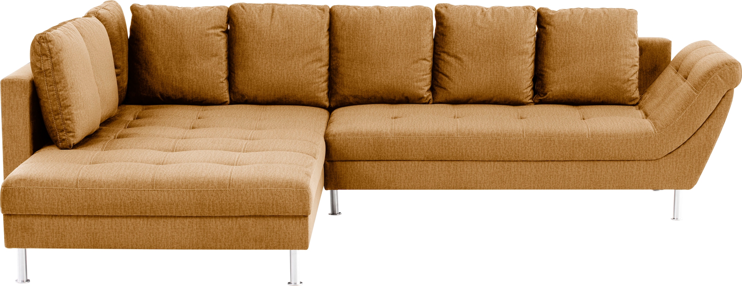exxpo - sofa fashion Ecksofa »Laconi, extravagantes Designsofa mit tollem Sitzkomfort, L-Form«, in hochwertiger Detailverarbeitung, bequeme Armlehne, hoher Fuß