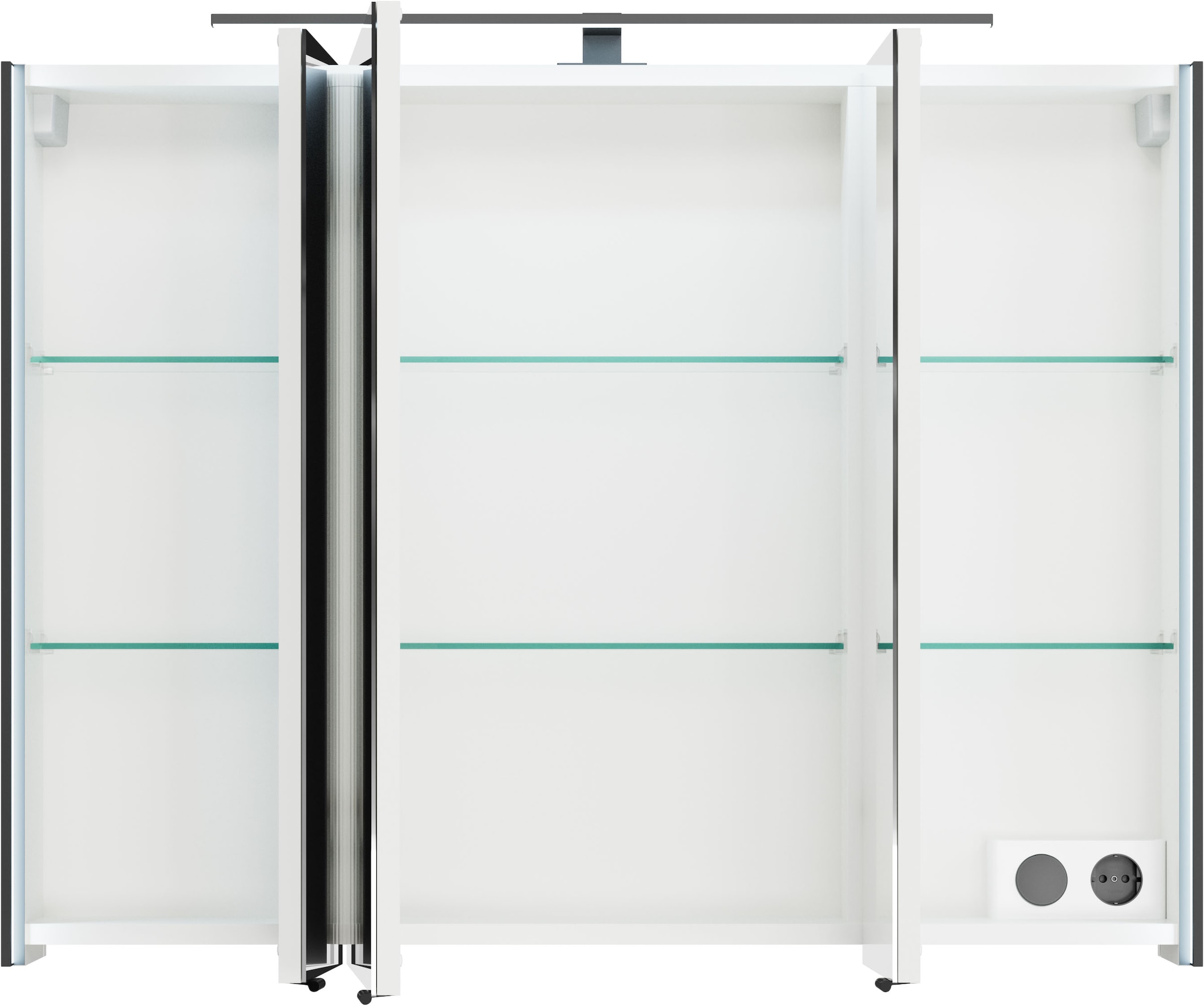 Saphir Badmöbel-Set »Serie 7045 2-teilig Mineralmarmor-Waschtisch mit LED-Spiegelschrank«, (Set, 2 St.), Badezimmer-Set 93,2 cm breit, inkl. Türdämpfer, 3 Türen, 2 Schubladen