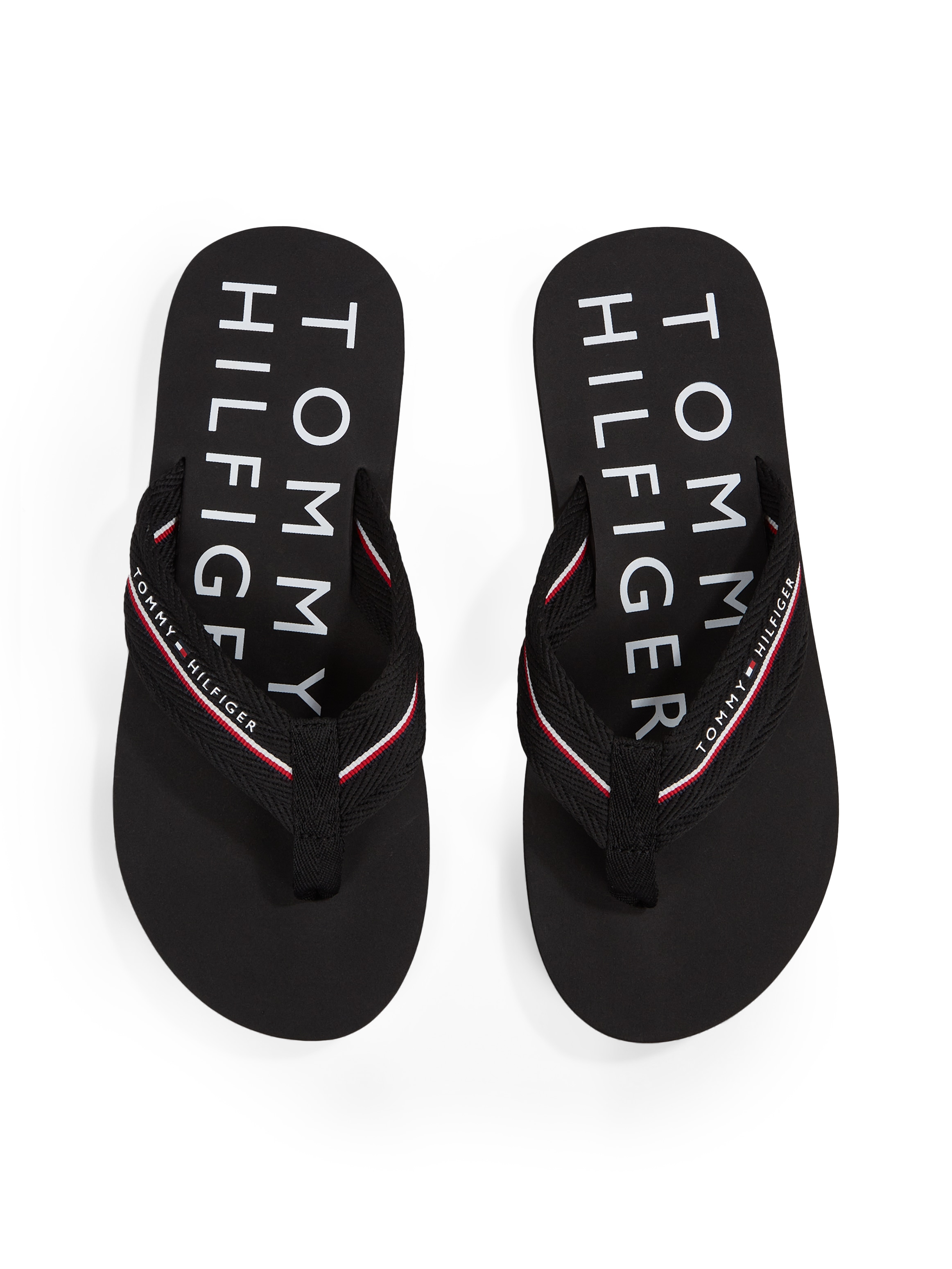 Tommy Hilfiger Zehentrenner »TOMMY HILFIGER WEB BEACH SANDAL«, Dianette, Sommerschuh, Badeschuh mit Logoschriftzug