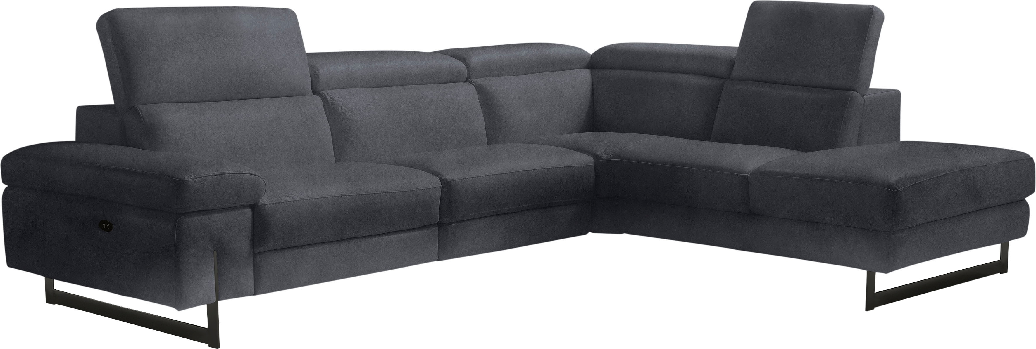 Egoitaliano Ecksofa "Candice, elegant, edel und bequem, erstklassiger Sitzkomfort, L-Form" inkl. 2 elektrischer Relaxfunktionen, Bedienung über Taste an Armlehne
