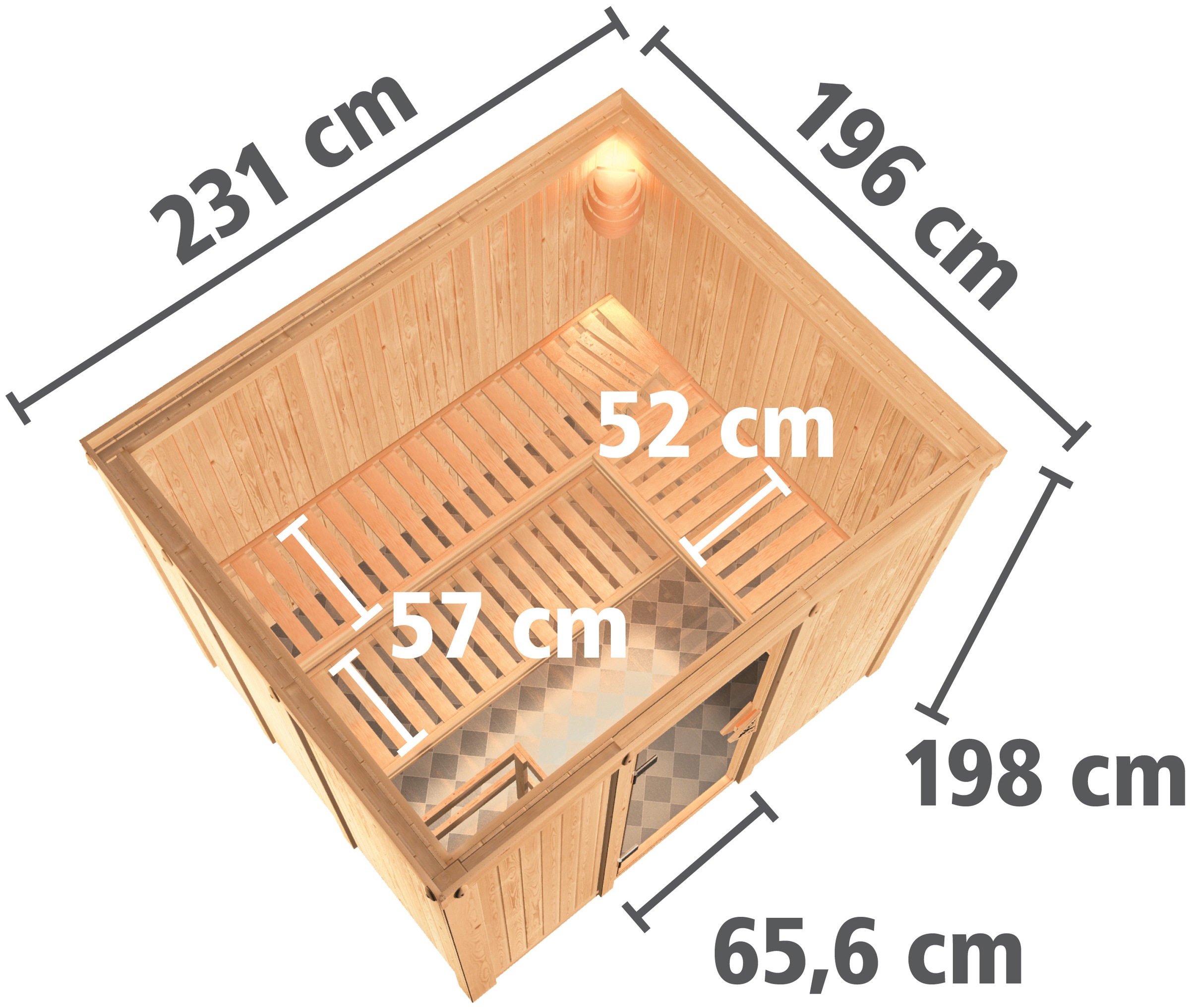 Karibu Sauna »Gitte«, 9-kW-Bio-Ofen mit externer Steuerung