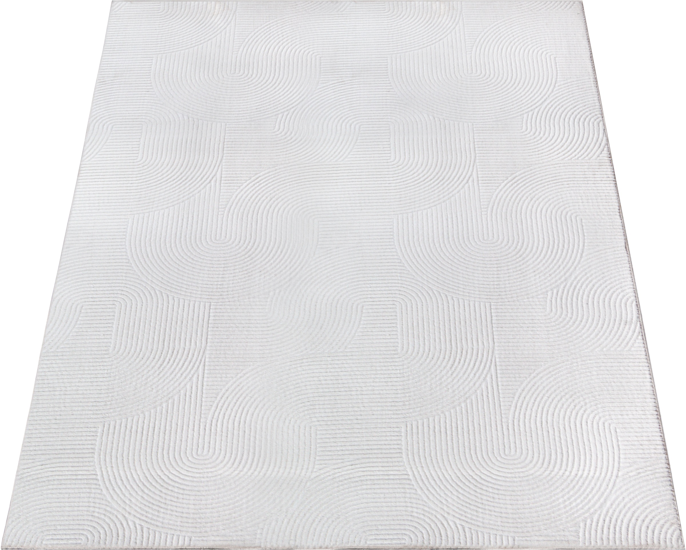 Designteppich OTTO HOME "Zoelle 3D Optik/Hoch-Tief Effekt", sanftes weiß, B:200cm H:8mm L:280cm, Polyester, Teppiche, mit Anti-Rutsch-Rücken, angenehm weich, Teppich Wohnzimmer Boho Design 2