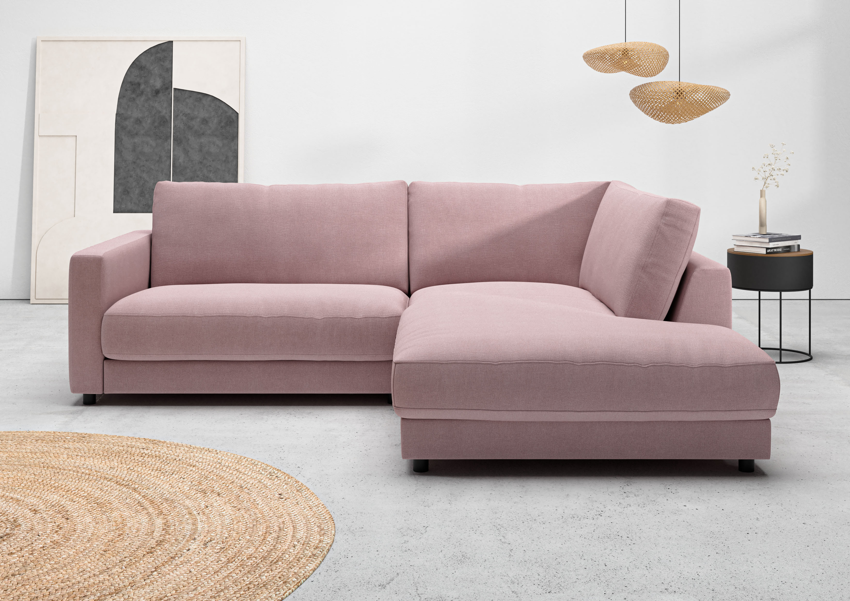 Home affaire Ecksofa "Ecksofa Jiro, L-Form, große Sitztiefe, Breite 252 cm" lose Sitz- & Rückenkissen, weicher Polsteraufbau, komfortabel & modern