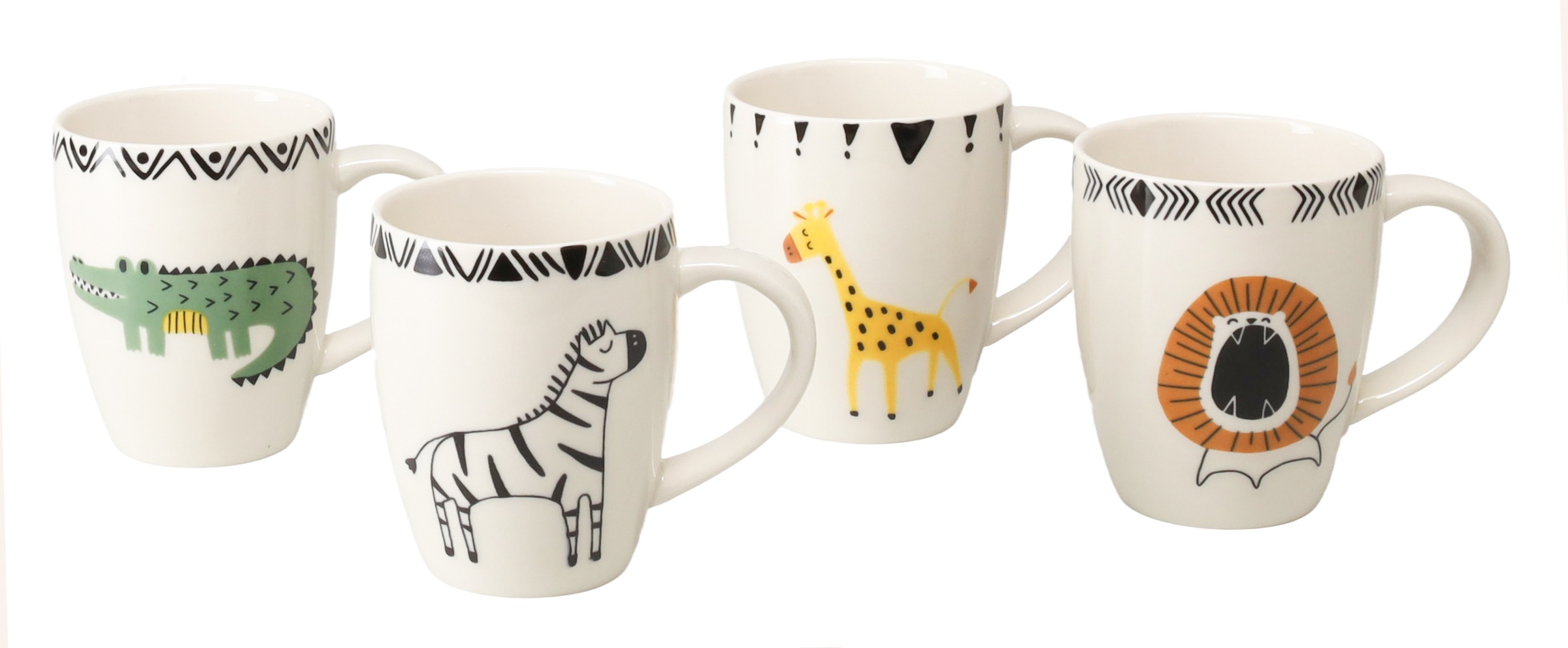 CreaTable Becher "Safari, Becher-Set 4-tlg." Tiermotive, skandinavischer Stil, Ethno-Style Motive