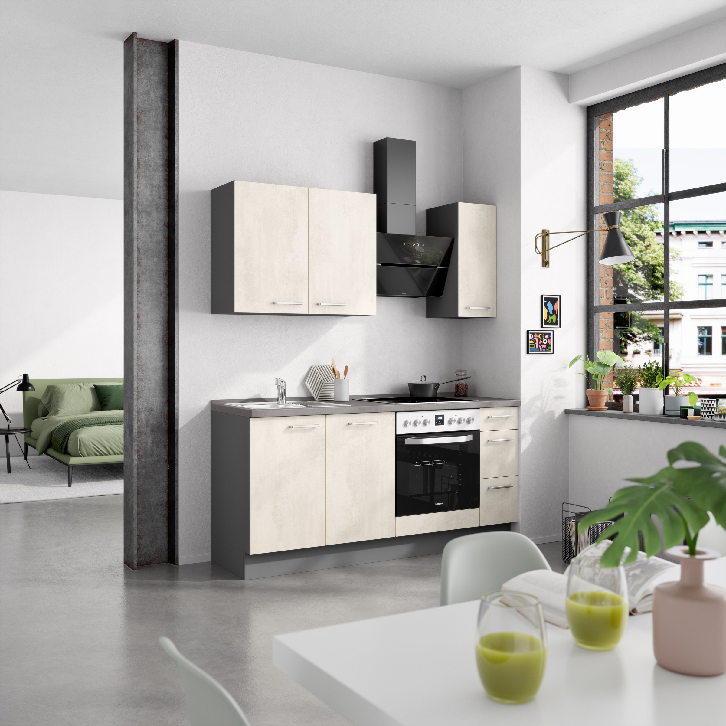 nobilia® Küchenzeile »"Riva II"«, vormontiert, Ausrichtung wählbar, Breite 180 cm, wahlw. mit E-Geräten
