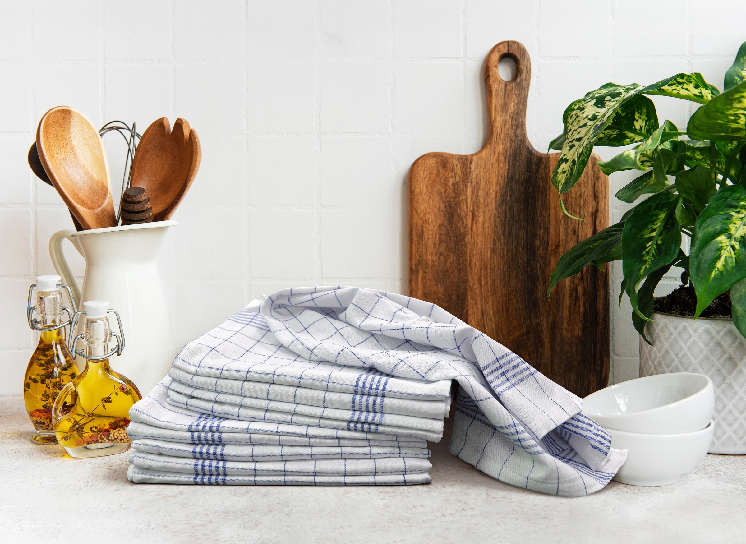 Dyckhoff Geschirrtuch "KARO / Halbleinen - 50x70 cm" günstig online kaufen