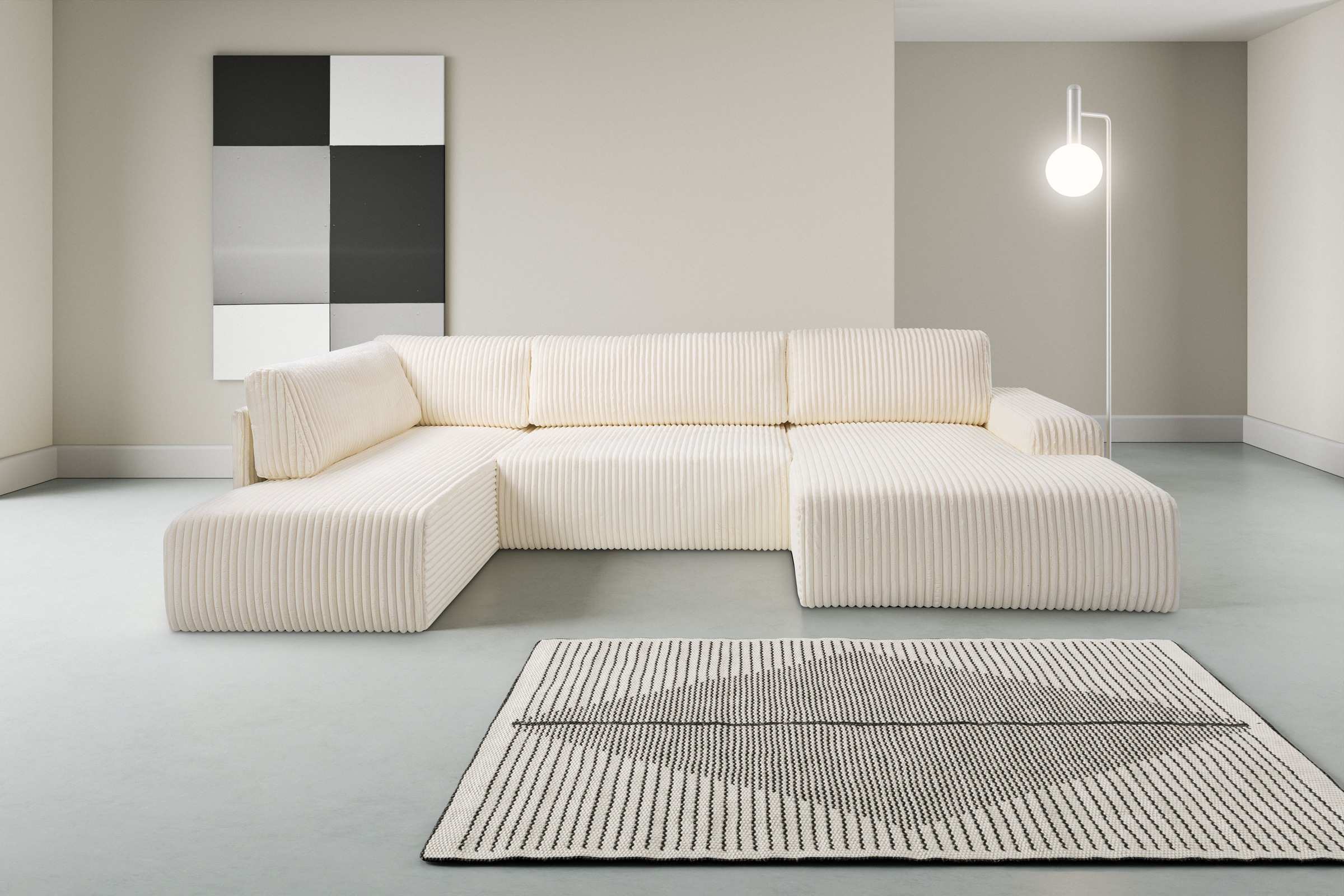 WERK2 Wohnlandschaft "Rotterdam-U, U-Form, in kuschelweichem Cord oder Brei günstig online kaufen
